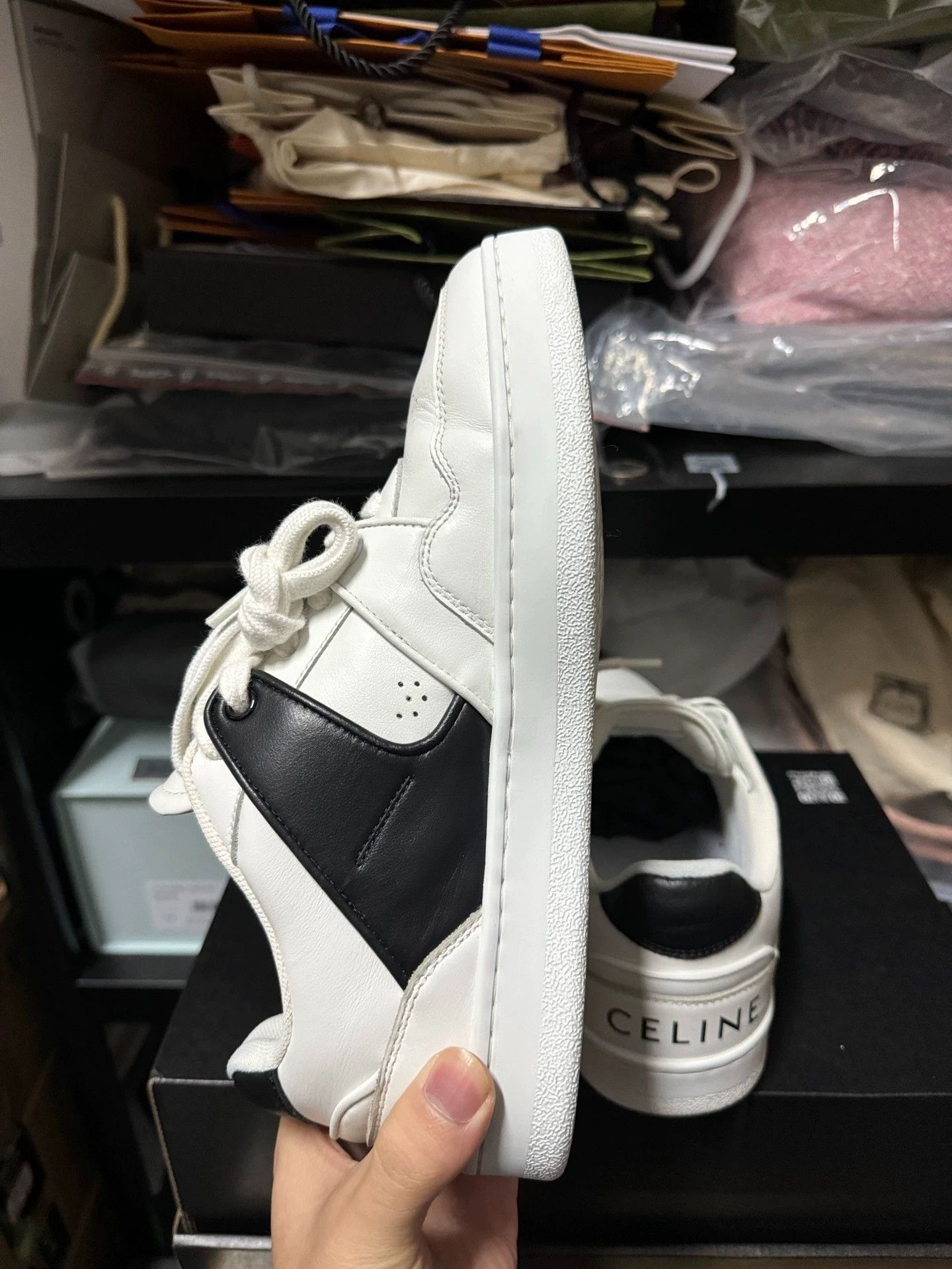 Celine Celine CT04 Leather Sneaker Panda White Black Size US 7.5 / IT 37.5 - 5 Thumbnail