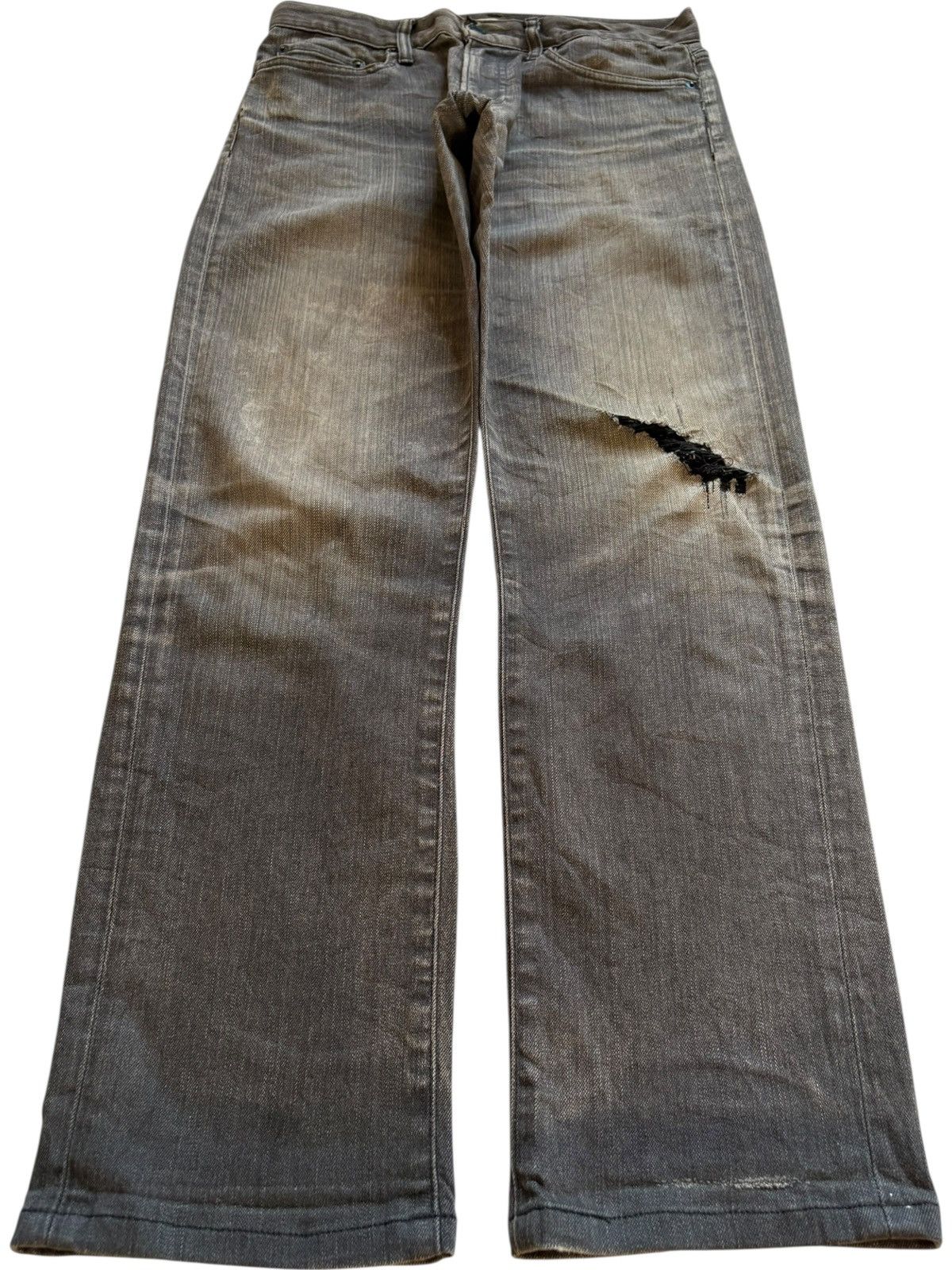 Japanese Brand × Jun Takahashi × Uniqlo Vintage Uniqlo Rusty Mud Wash Distressed Ripped Jeans Size US 31 - 1 Thumbnail