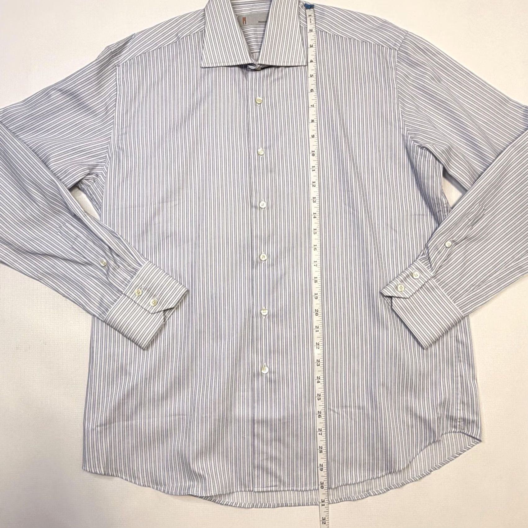 Missoni Missoni Dress Shirt Mens 16.5 Blue Stripe 100% Cotton Button Front Long Sleeve Shirt Size 46R - 5 Thumbnail