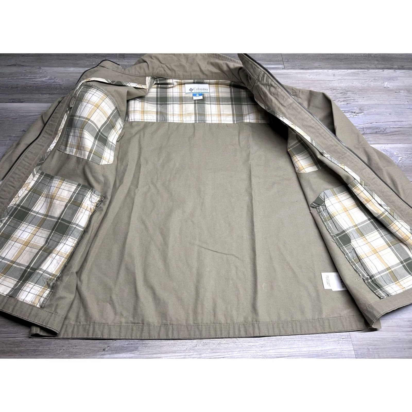 Vintage Columbia Field Jacket Mens Size 2XL Beige Plaid Lined Canvas Workwear Overcoat Jacket Size US XXL / EU 58 / 5 - 3 Thumbnail