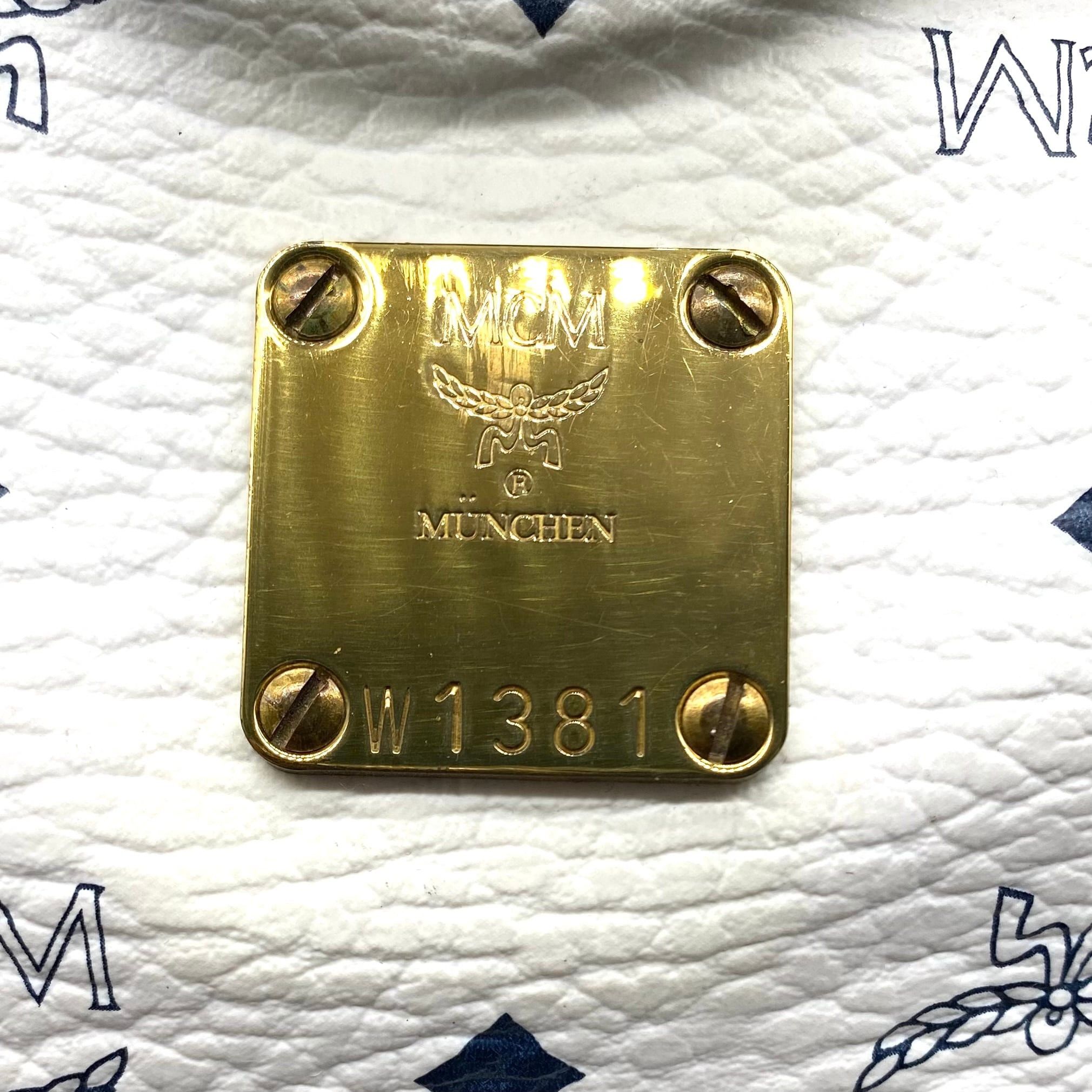 MCM MCM Visetos Boston Bag Leather White Size ONE SIZE - 5 Thumbnail