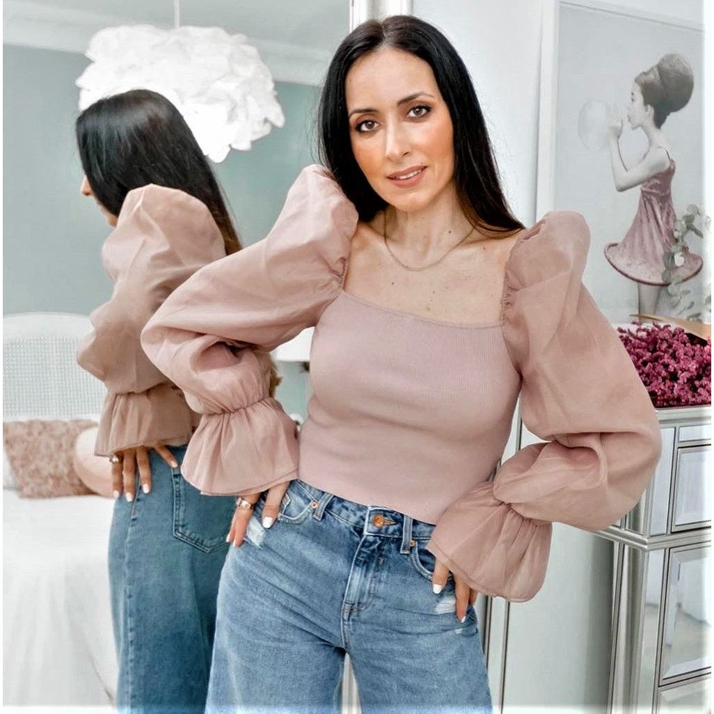 Zara ZARA Puff Sleeve Knit Top NWT Size L / US 10 / IT 46 - 14 Thumbnail