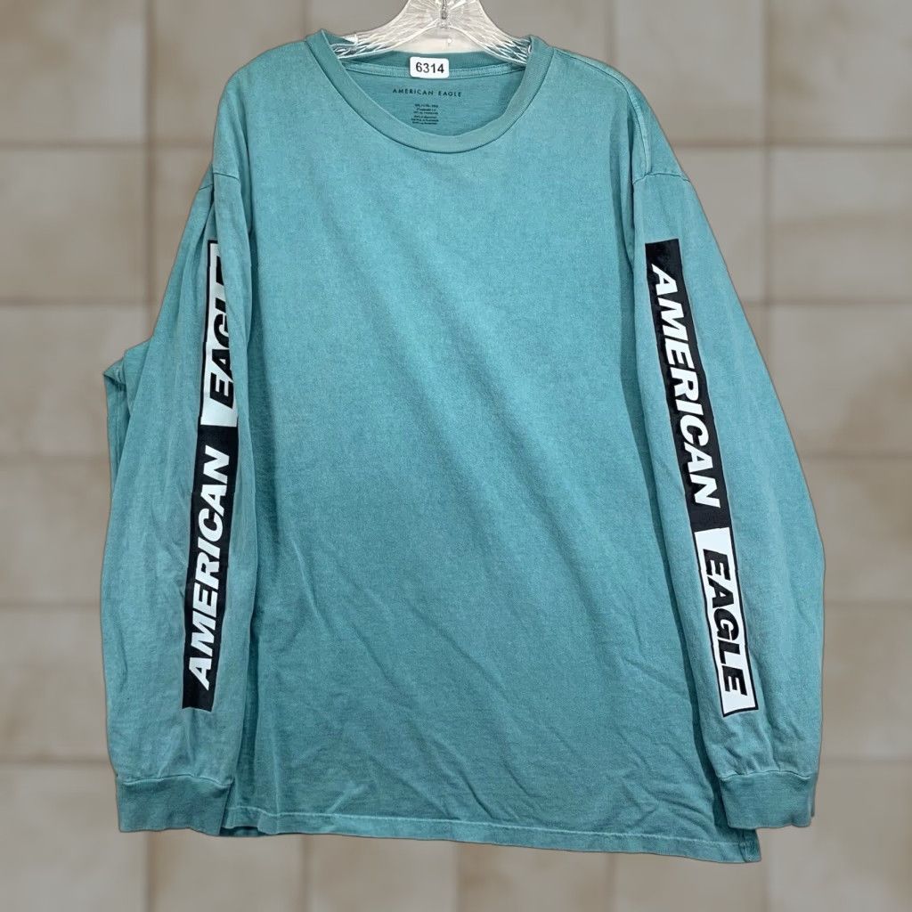 American Eagle Outfitters American Eagle Mens Long Sleeve T-Shirt 2XL Retro 90s Green Cotton Knit Beach Logo Size US XXL / EU 58 / 5 - 1 Thumbnail