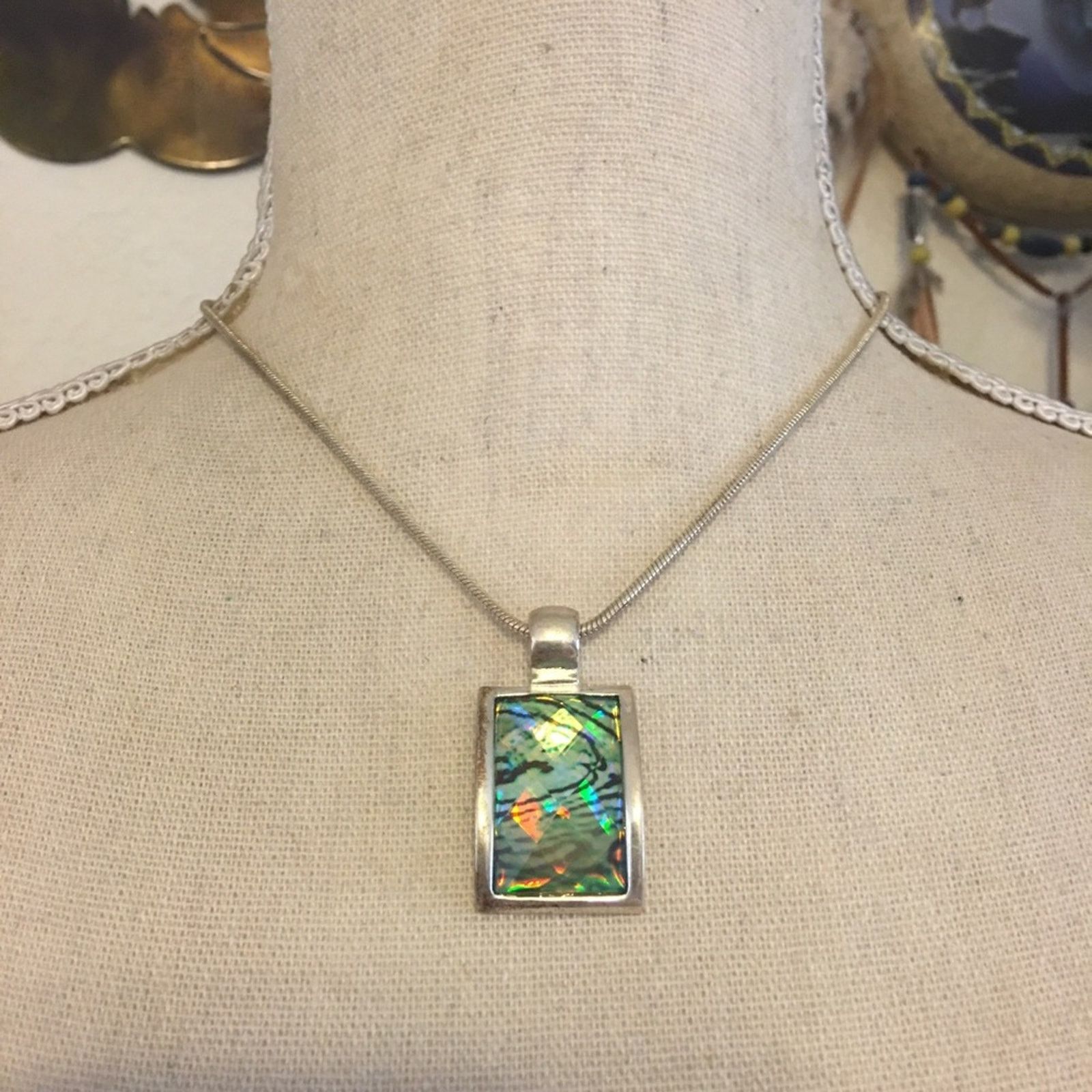 Jewelry Faceted rainbow prism glass pendant on chain Size ONE SIZE - 1 Thumbnail