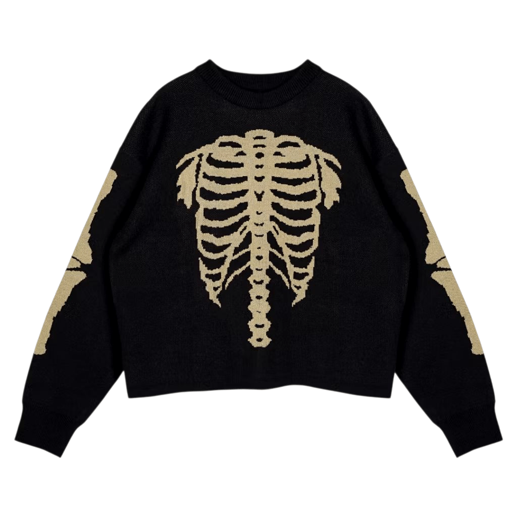 PPFM ☠️ Skeleton bones punk style boxy cut knitted sweater Size US M / EU 48-50 / 2 - 1 Thumbnail