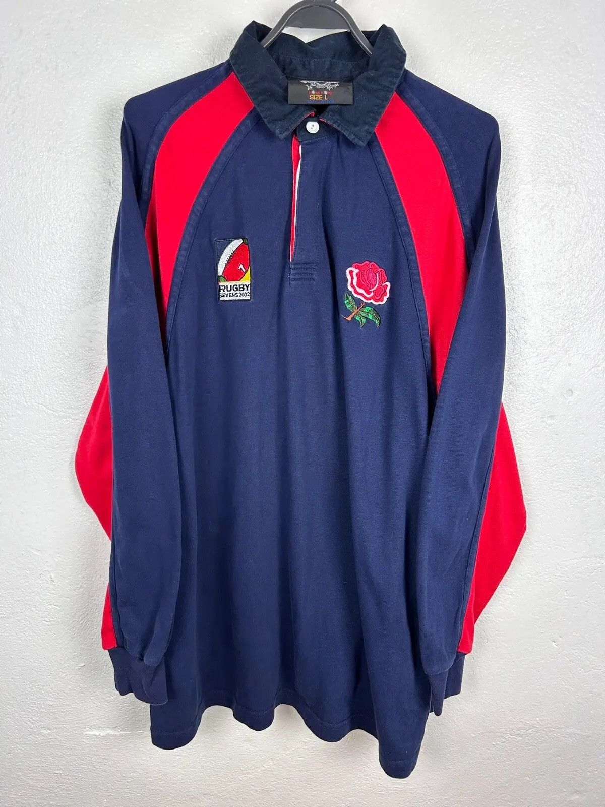 Vintage 00s Vintage Rugby Seves 2002 England Collared Long Sleeve Size US L / EU 52-54 / 3 - 1 Thumbnail