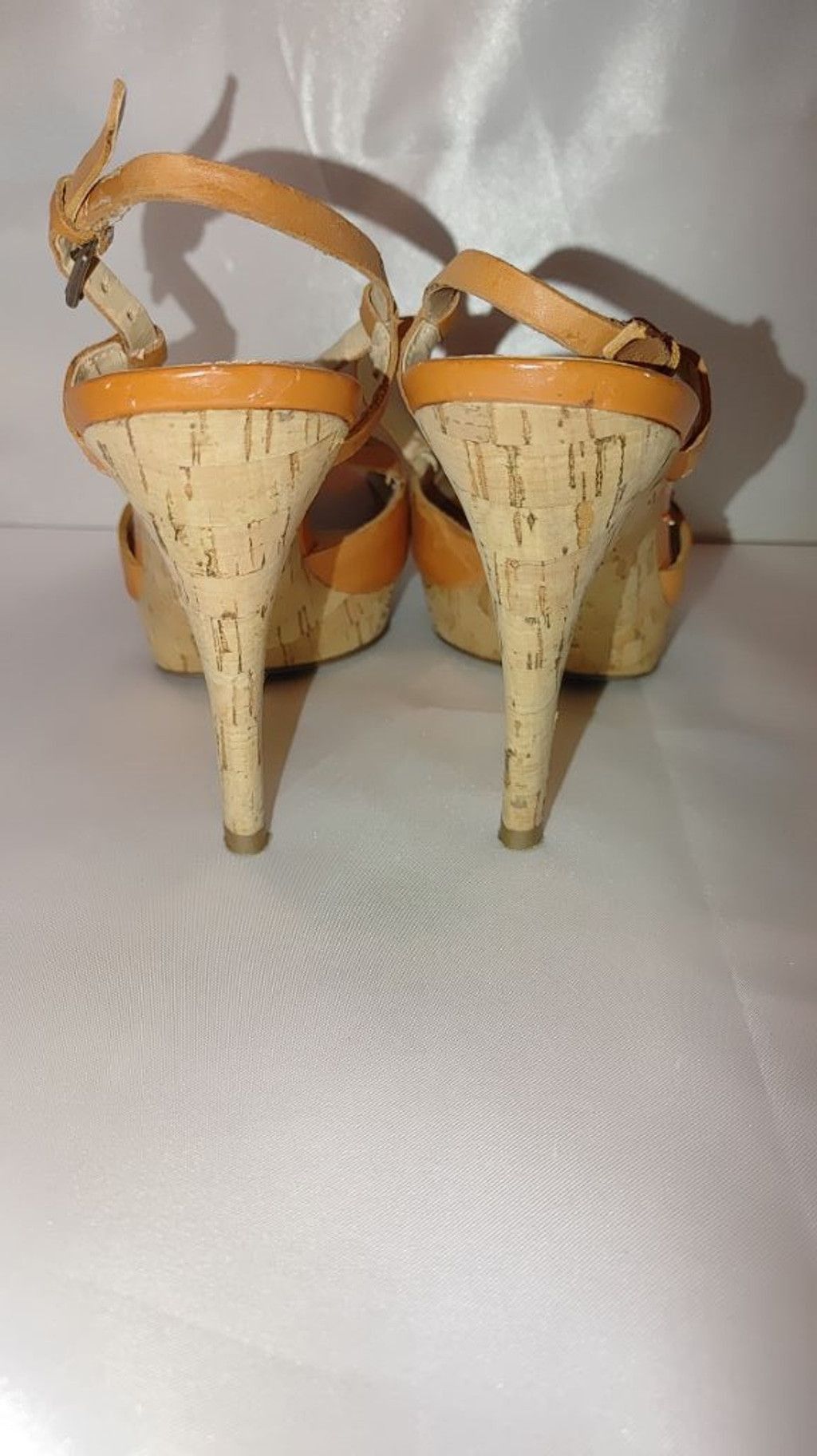 Marc Fisher Marc Fisher Valma Leather Cork Heel Peep Toes Size 9M Size US 7 / IT 37 - 5 Thumbnail