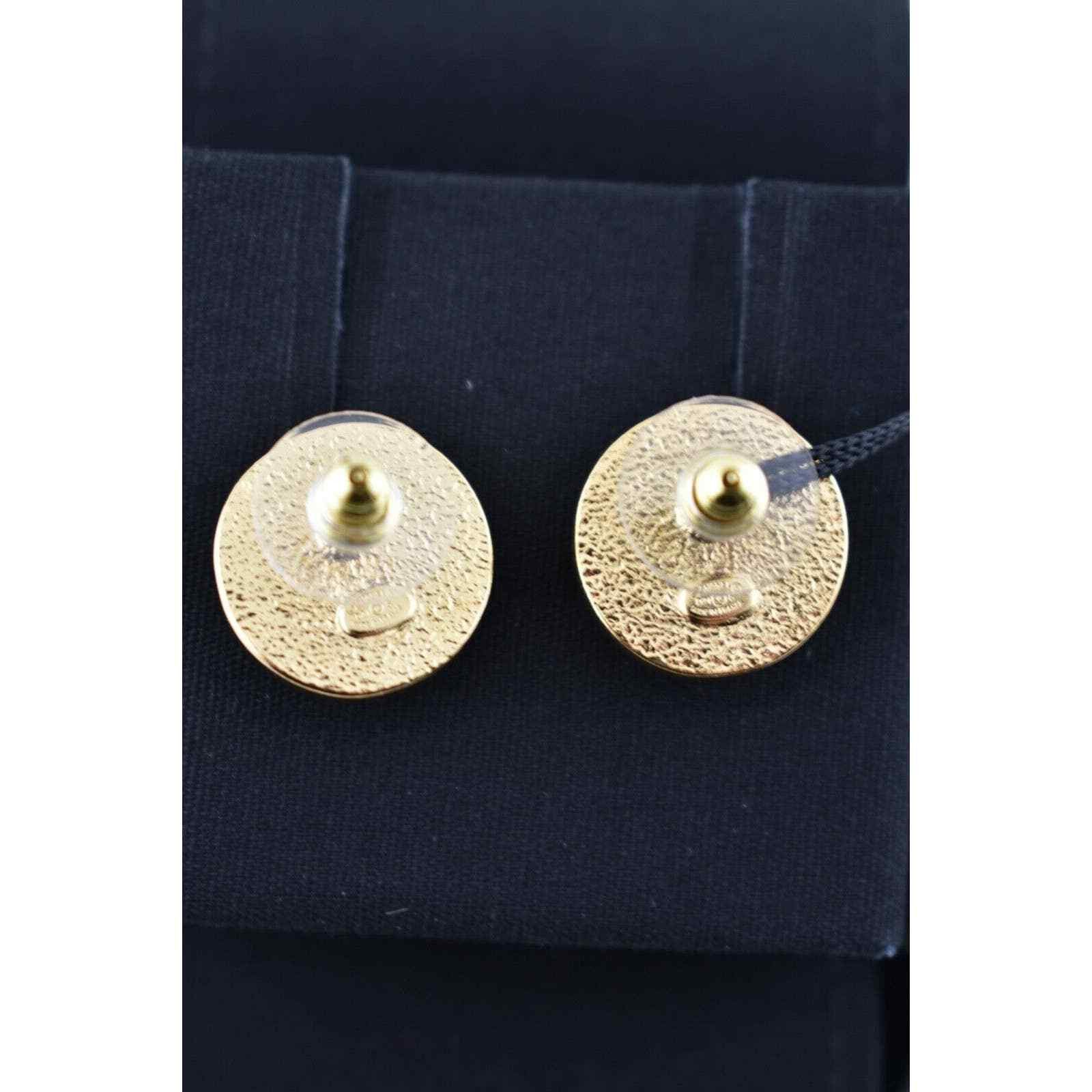 Chanel Chanel Gold Black Chain Link Dangle Statement Stud Earrings Size ONE SIZE - 11 Thumbnail