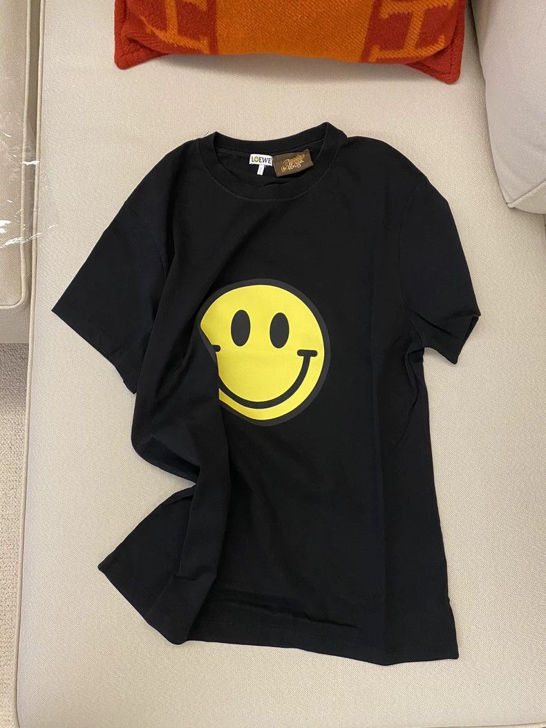 Loewe Black Smile Print Short Sleeve T-shirt - dmc