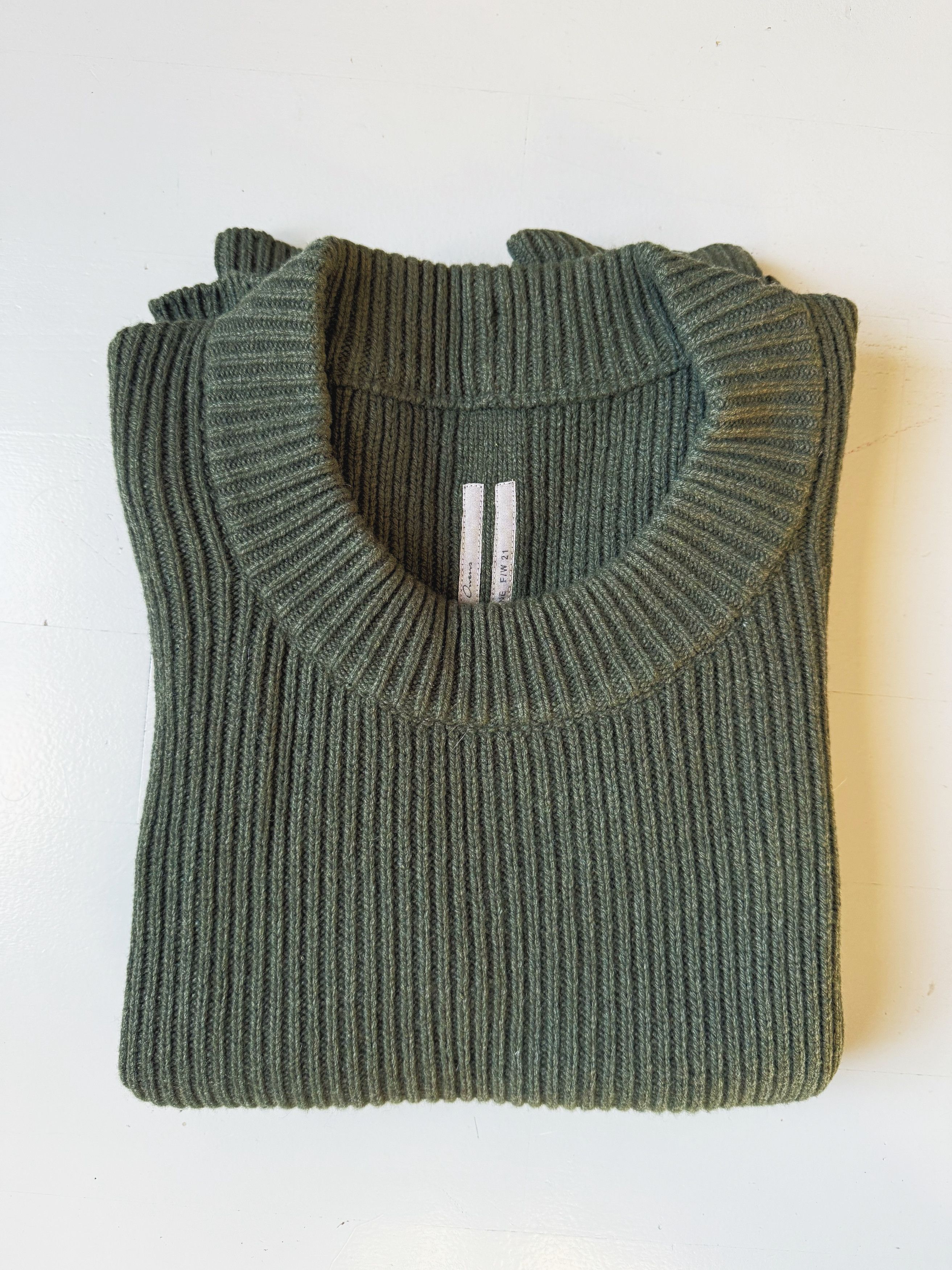 Rick Owens GREEN CASHMERE CREWNECK SWEATER Size US M / EU 48-50 / 2 - 3 Thumbnail
