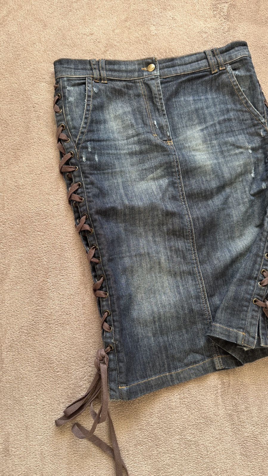 Roberto Cavalli Roberto Cavalli washed denim ripped y2k Skirt grunge gucci Size 30" / US 8 / IT 44 - 3 Thumbnail
