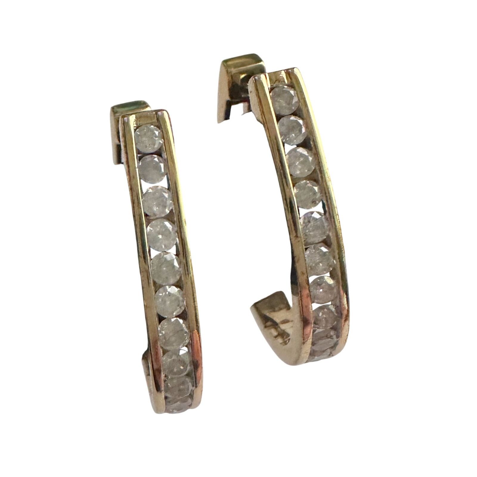 Other 1.00 Carat Natural Diamond Hoop Earrings Gold Plate Sterling Size ONE SIZE - 2 Thumbnail