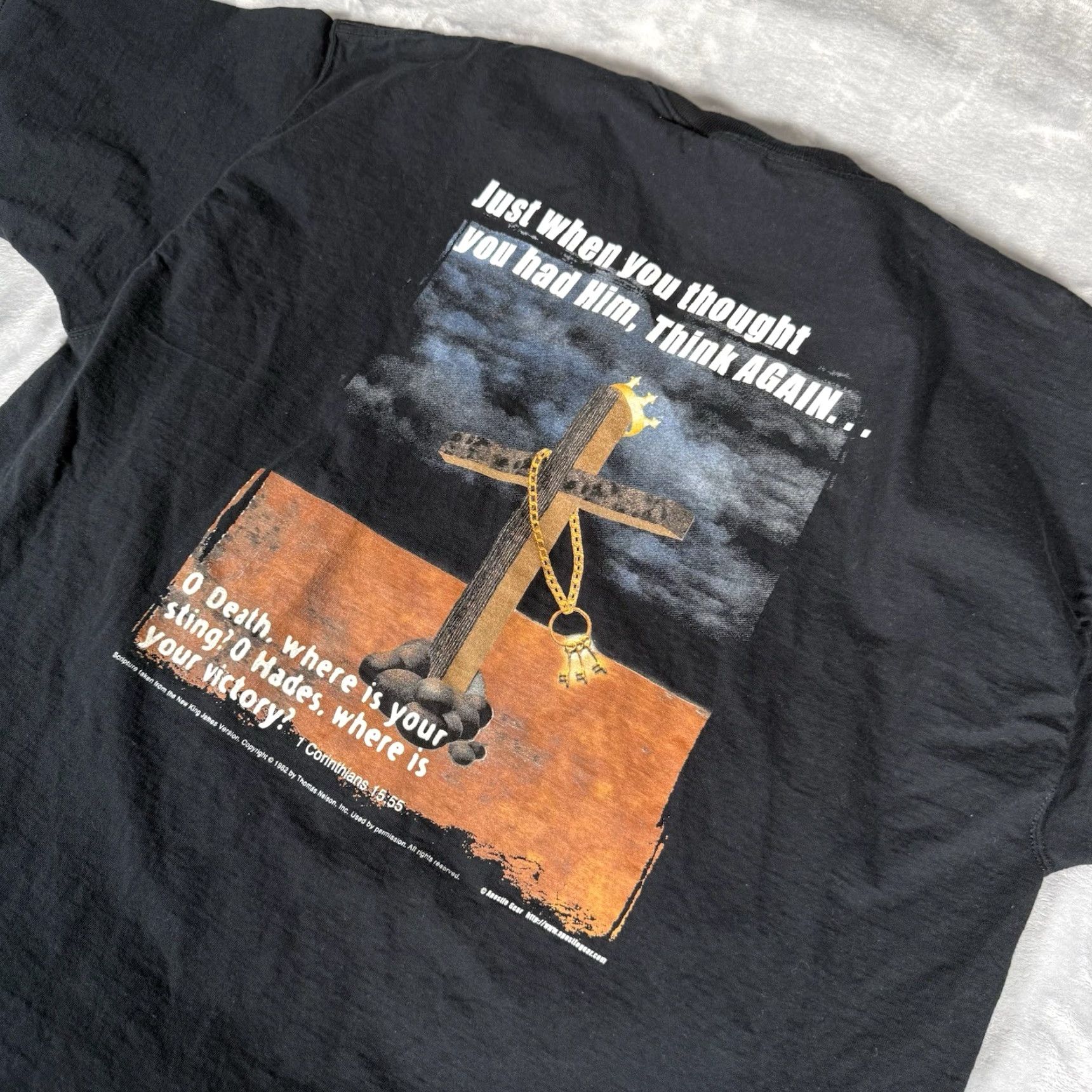 Vintage VINTAGE Jesus T Shirt Mens 2XL Corinthians Y2K Black Shirt Mens 2XL Graphic Print Crew Neck Short Sleeve Retro Jesus Shirt Mens Black Size US XXL / EU 58 / 5 - 2 Thumbnail