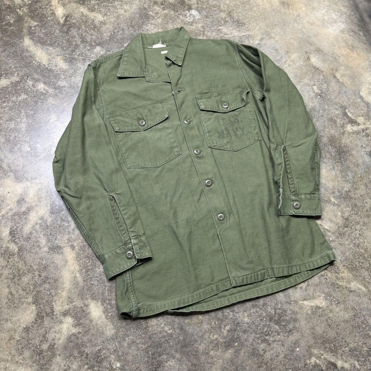 Vintage vintage green OG 107 US navy button up shirt Size US M / EU 48-50 / 2 - 3 Thumbnail