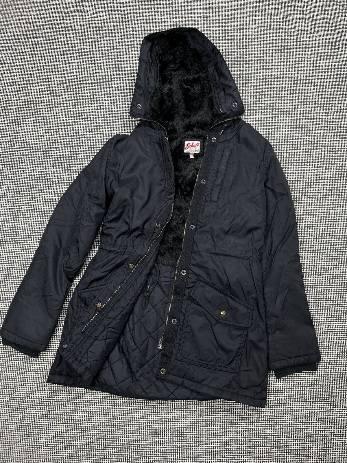 Schott Schott black Parka jacket fake fur USA nyc flyer Size XL / US 12-14 / IT 48-50 - 2 Thumbnail