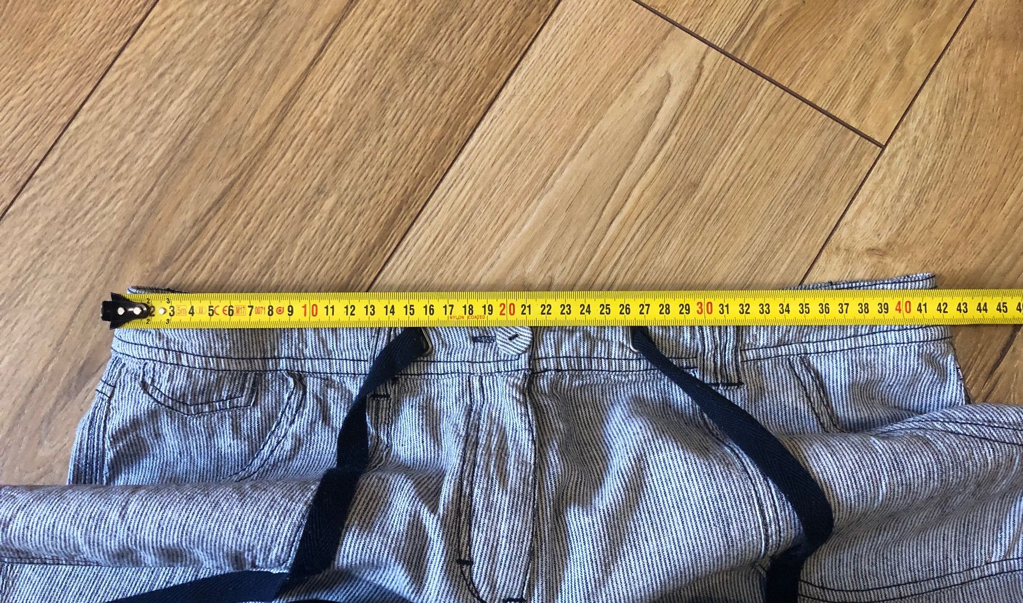 Other Women's linen trousers with white blue stripes, size L/40-42 Size 27" / US 4 / IT 40 - 3 Thumbnail