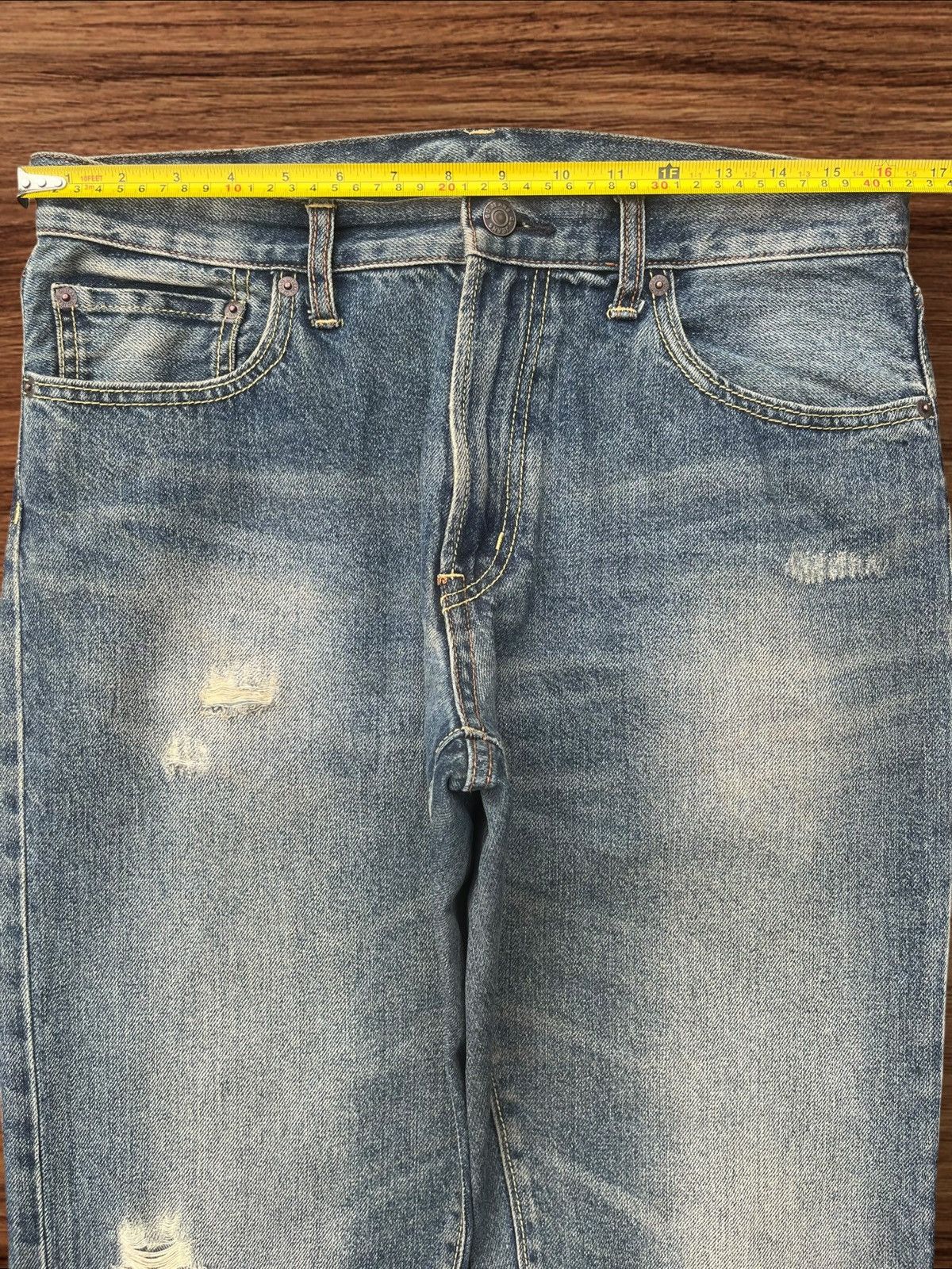 Japanese Brand Vintage Japanese Brand GU Distress Frayed Leg Blue Wash Jean Size US 32 / EU 48 - 11 Thumbnail