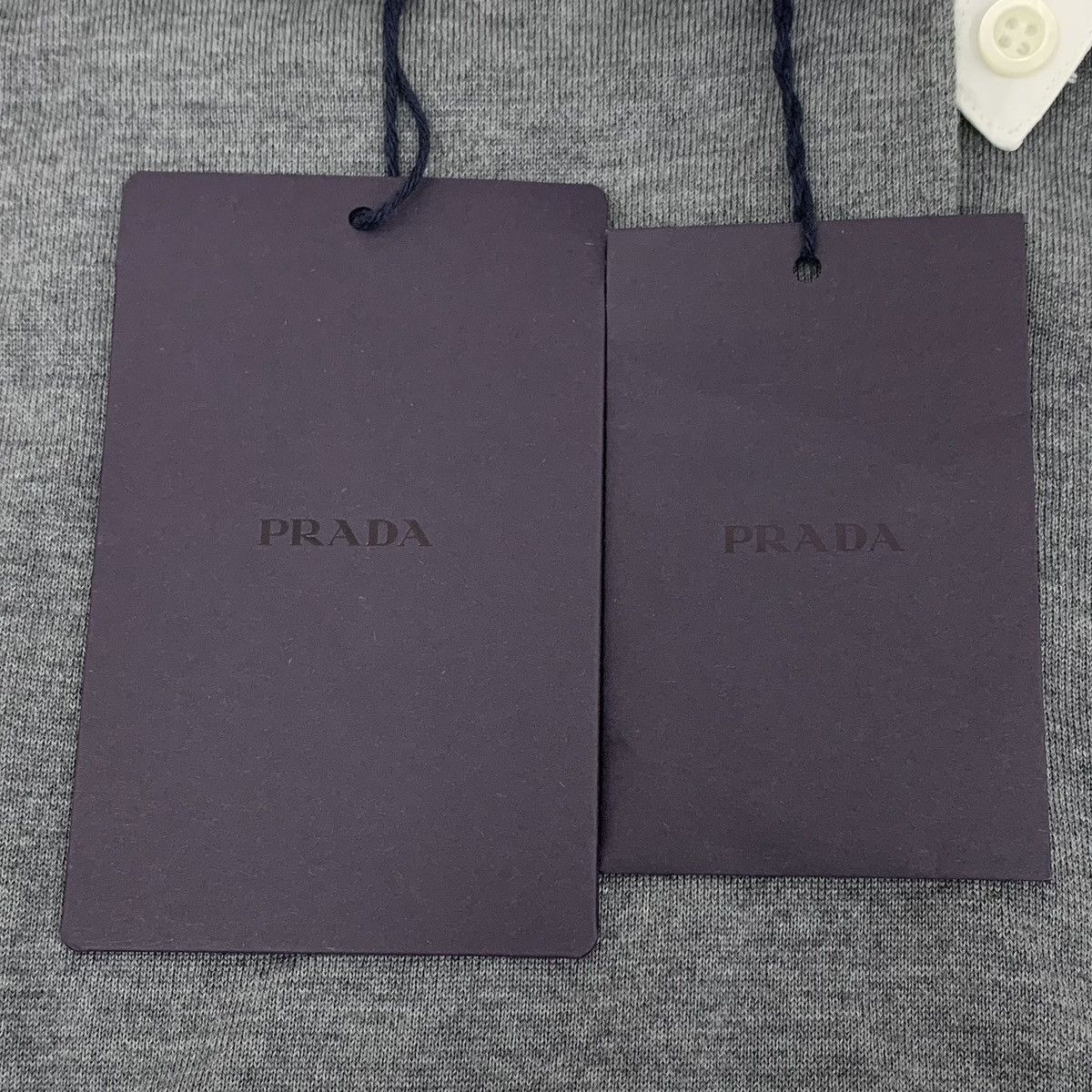 Prada Prada Grey Wool Lapel Long Sleeve Knit Polo K26WX Size M / US 6-8 / IT 42-44 - 6 Thumbnail