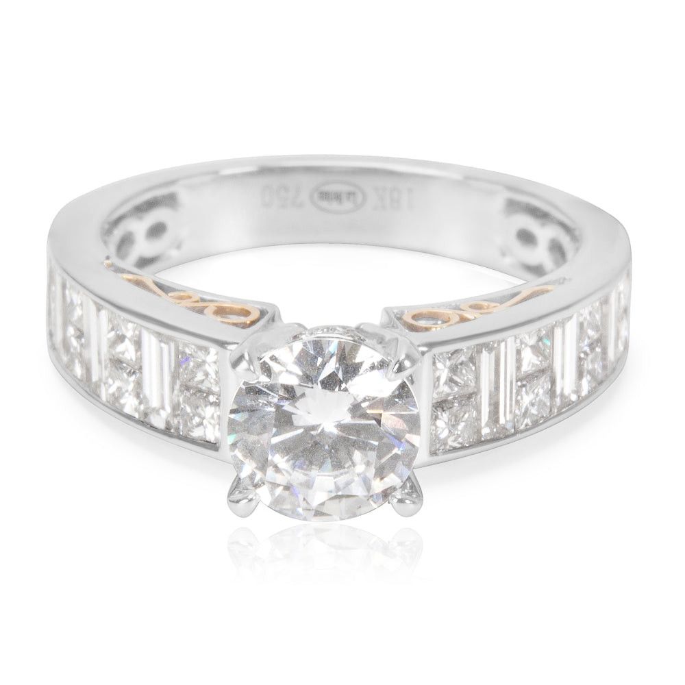 image of Tiffany Co La Reina Diamond Engagement Ring Setting In 18K White Gold (1.38 Ctw), Women's