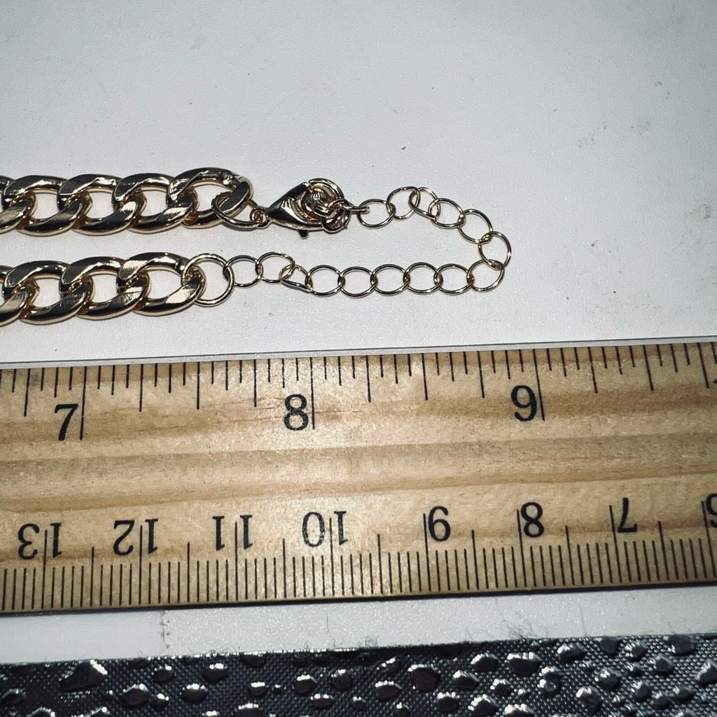 Other Gold Tone Cuban Link Pin Crystal 18” Necklace Size ONE SIZE - 3 Thumbnail