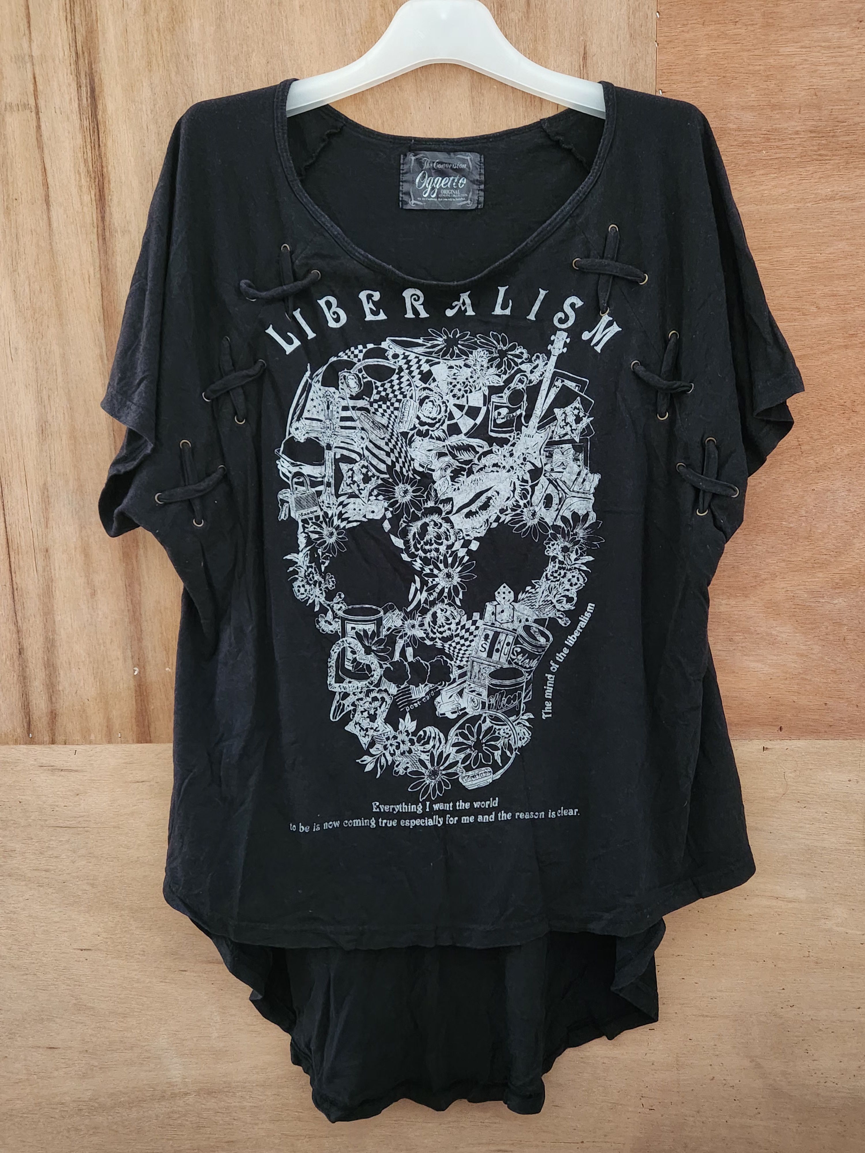 Vintage Liberalism Japan punk black skull Size L / US 10 / IT 46 - 1 Thumbnail
