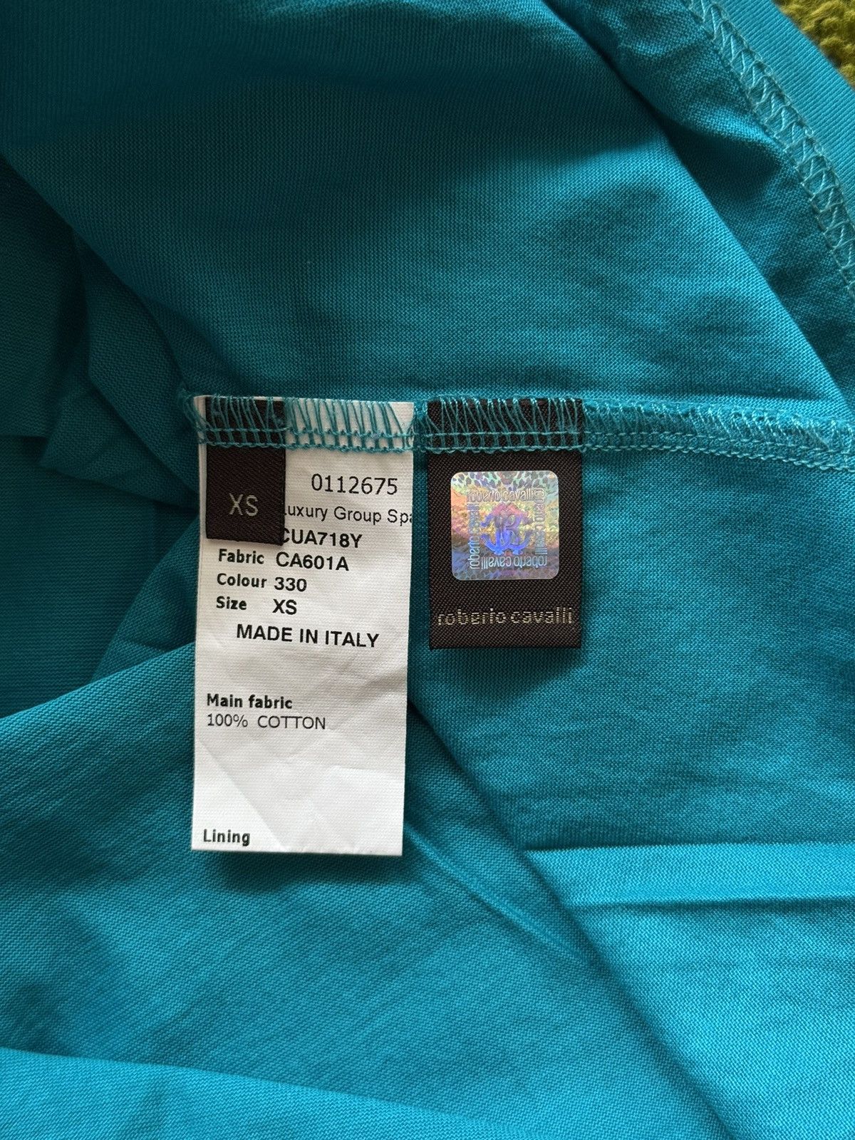 Roberto Cavalli Roberto Cavalli graphic v-neck turquoise t-shirt Size XS / US 0-2 / IT 36-38 - 5 Thumbnail