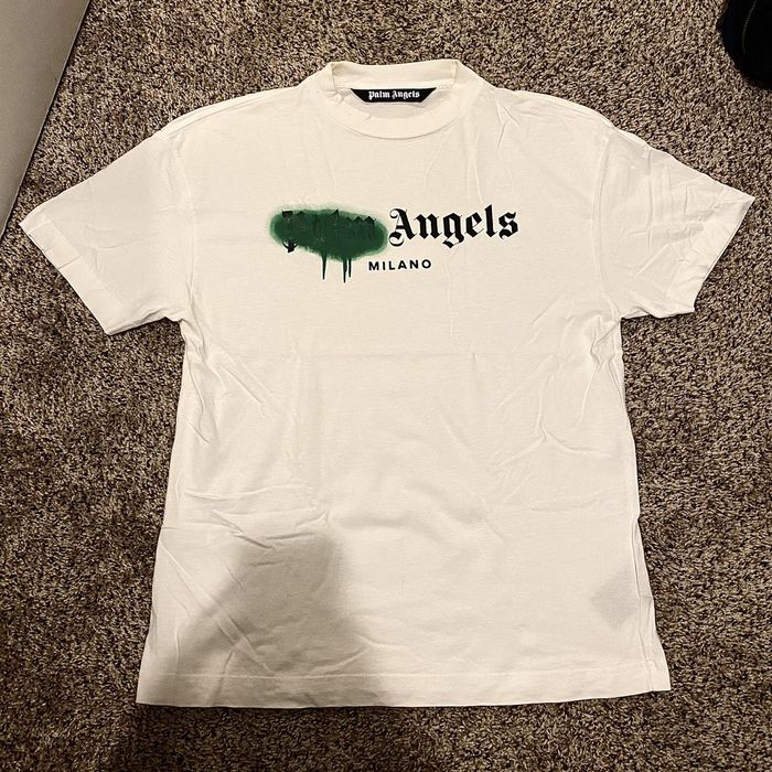 palm angels white t shirt red spray