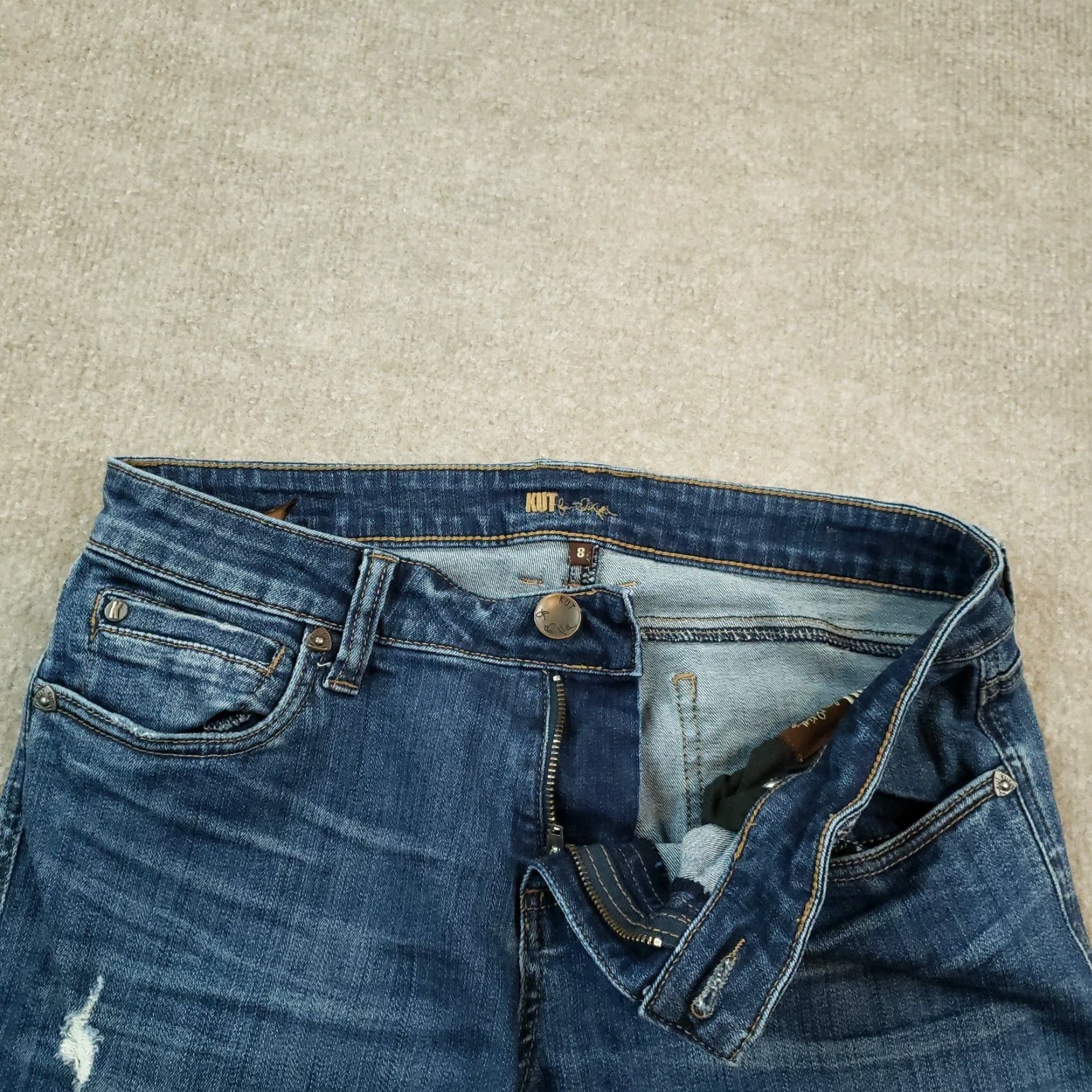 Vintage KUT Jeans Womens Size 8 Extra Large 32x30 Blue Denim Skinny Leg Stretch Casual Size 30" / US 8 / IT 44 - 6 Thumbnail