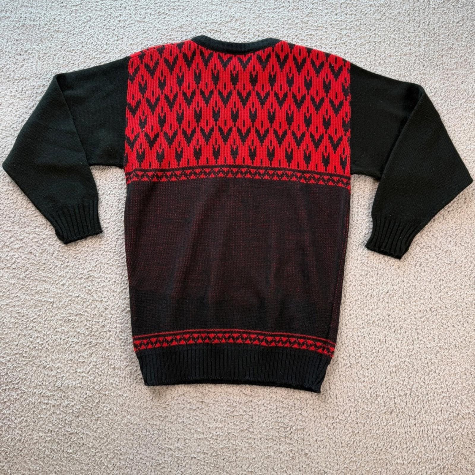 Other Vintage 80s Jansens Red Black Pearl Embellished Sweater USA Size M / US 6-8 / IT 42-44 - 3 Thumbnail
