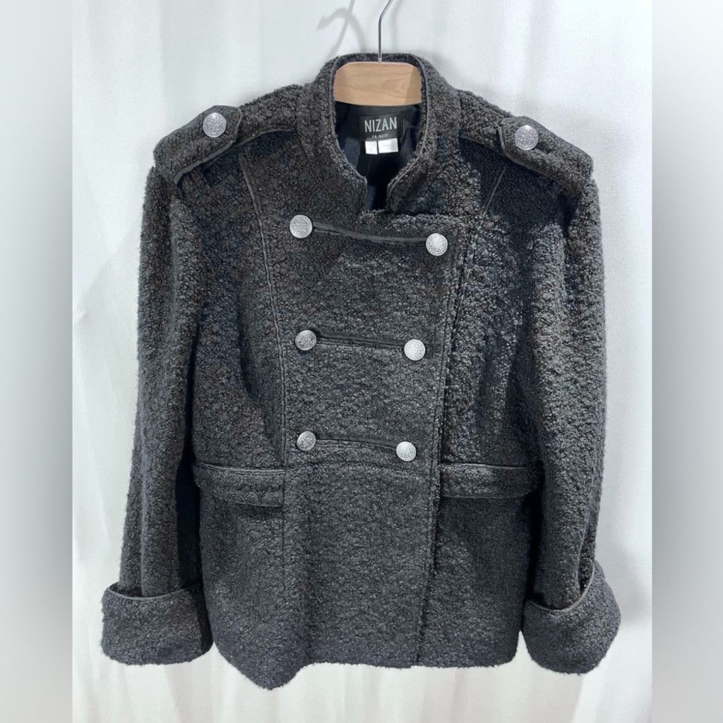 Other Nizan Black Boucle Wool Blend Napoleon Coat Size XL Size XL / US 12-14 / IT 48-50 - 3 Thumbnail