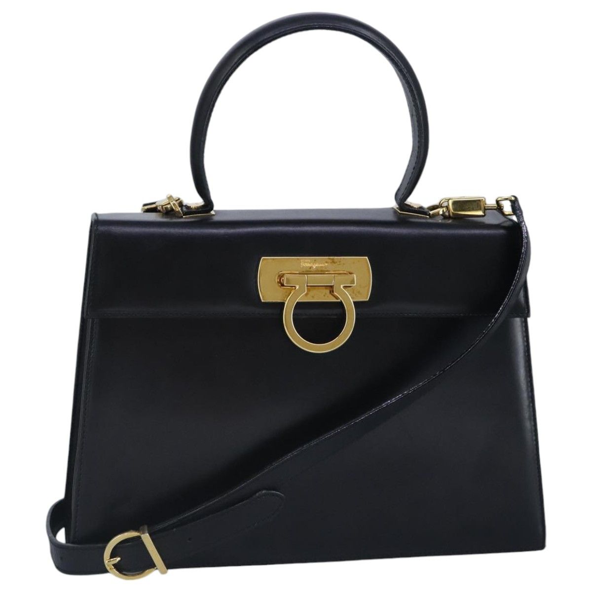Salvatore Ferragamo Gancini Black Leather Handbag (Pre-Owned) Size ONE SIZE - 1 Thumbnail