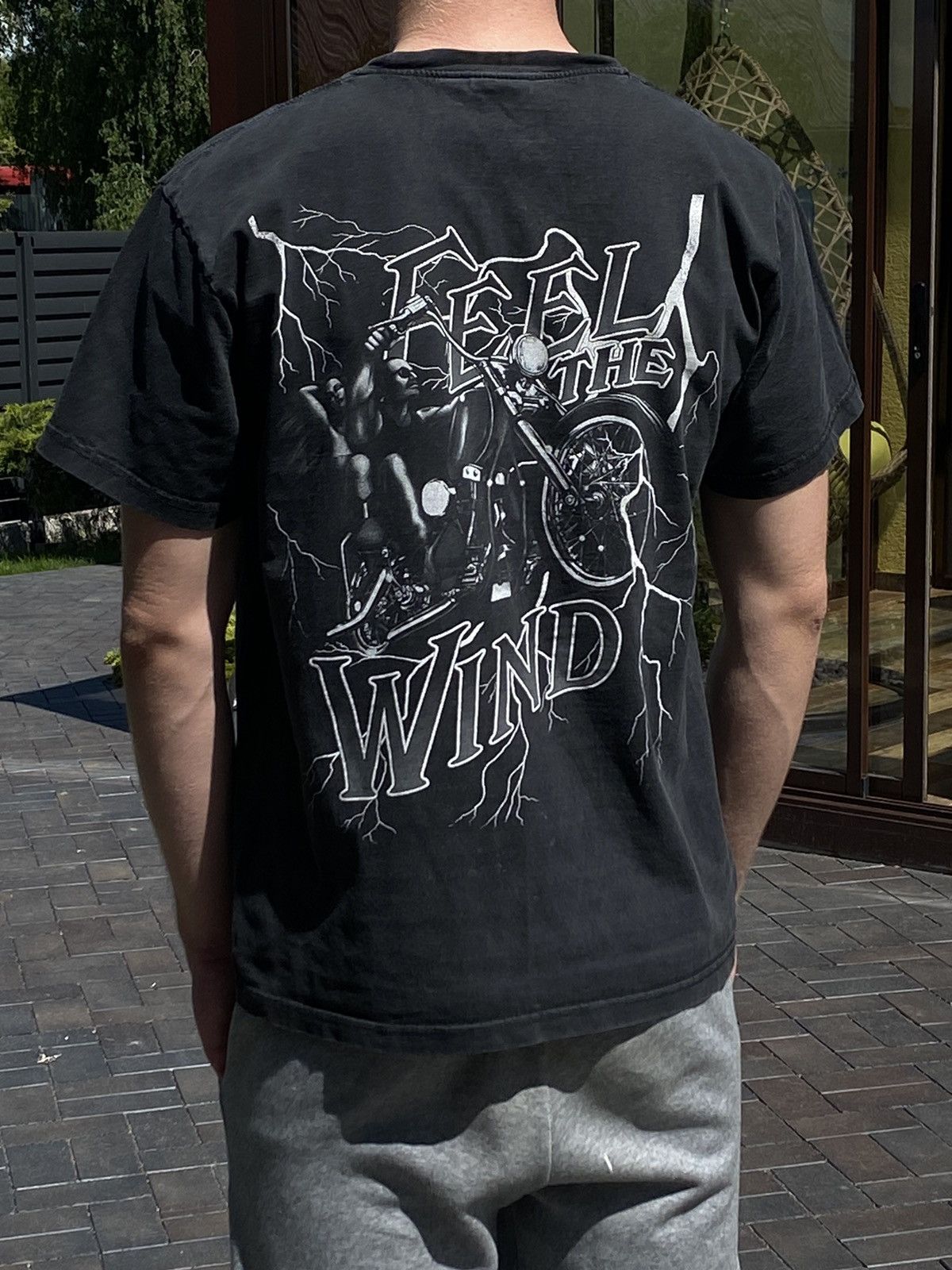 Harley Davidson × Vintage Vintage 2000s "Feel The Wind" Harley-Inspired Biker Tee Size US L / EU 52-54 / 3 - 2 Thumbnail