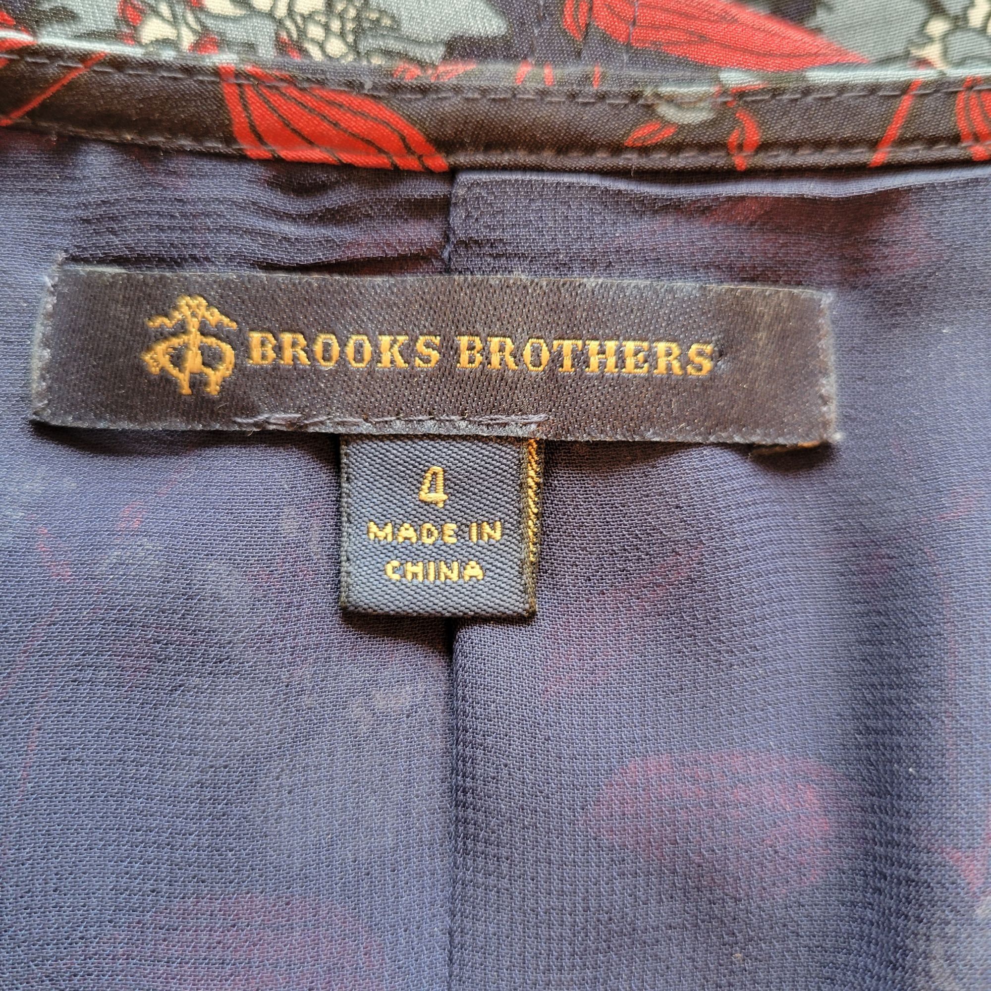 Brooks Brothers Brooks Brothers Floral V Neck Dress 4 Cap Sleeves Navy Red Size S / US 4 / IT 40 - 3 Thumbnail