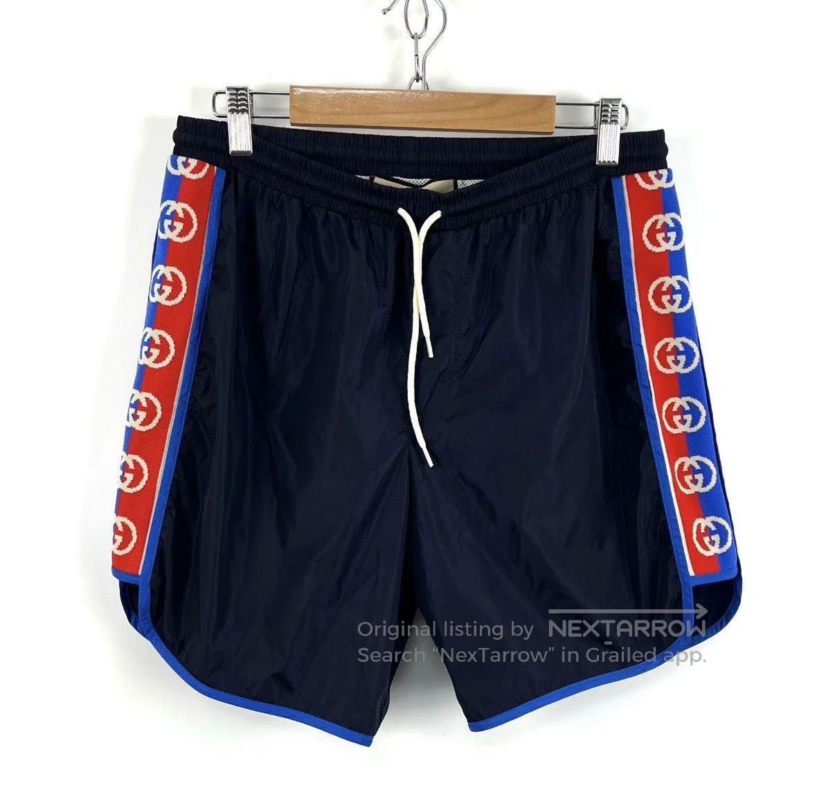 Gucci Blue Athletic Shorts with Side Stripes Size 28. Size US 28 / EU 44 - 1 Thumbnail