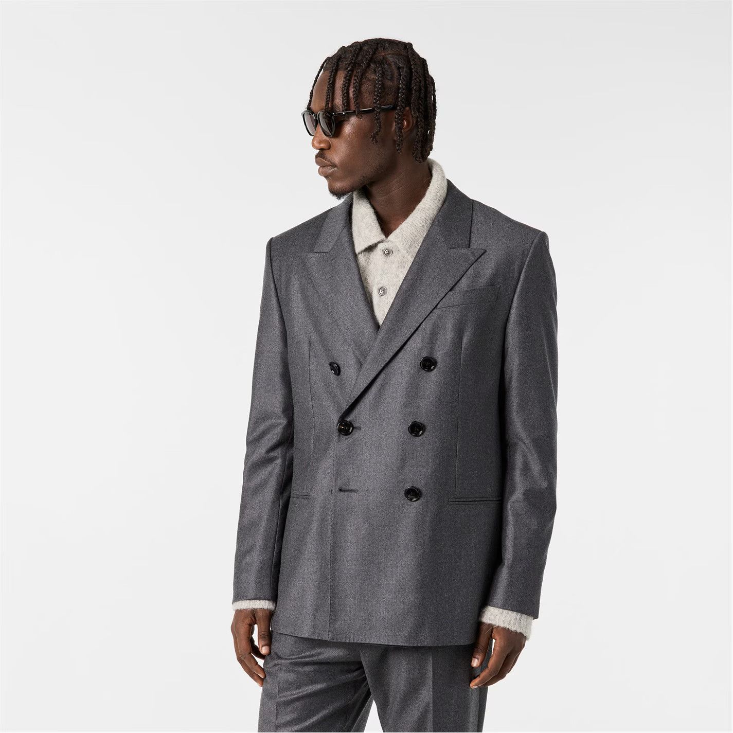 AMI o1g2r1mq0326 Button Tailored Fit Blazer in Anthracite Size US L / EU 52-54 / 3 - 3 Thumbnail