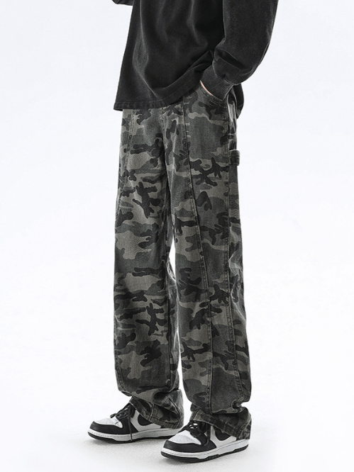 Japanese Brand Men's camouflage loose flared cargo jeans y2k Size US 32 / EU 48 - 2 Thumbnail