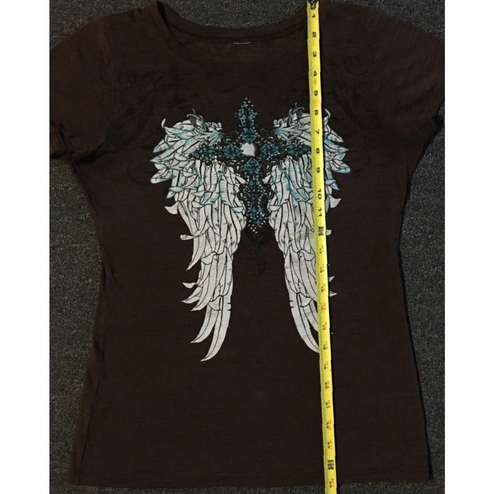 Affliction Vtg Cross Faded Shirt M Goth Emo Fire Flames Biker Motorcycle Tapout Grunge Y2K Size M / US 6-8 / IT 42-44 - 6 Thumbnail