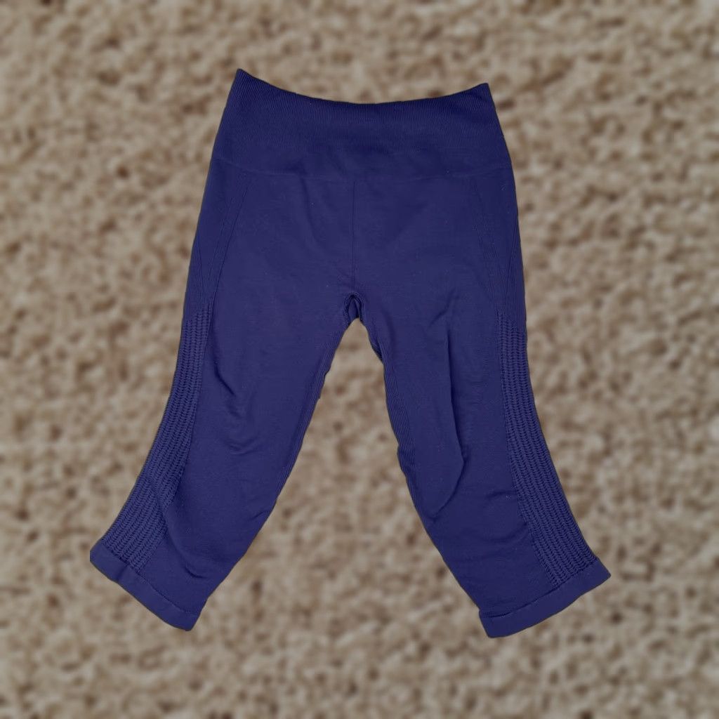 Lululemon Lululemon Crop Leggings Womens 10 Blue Purple In The Flow Crop Ruched Yoga Gym Size 32" / US 10 / IT 46 - 1 Thumbnail