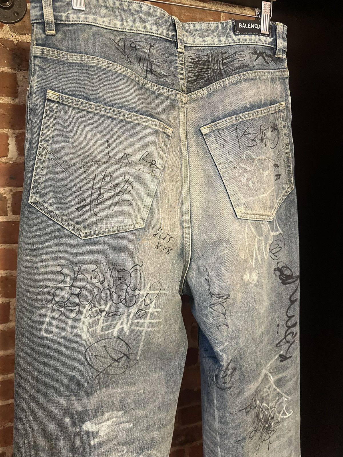 Balenciaga SS/23 Runway Mud Show Graffiti Denim (Left Hand) Size US 31 - 10 Thumbnail