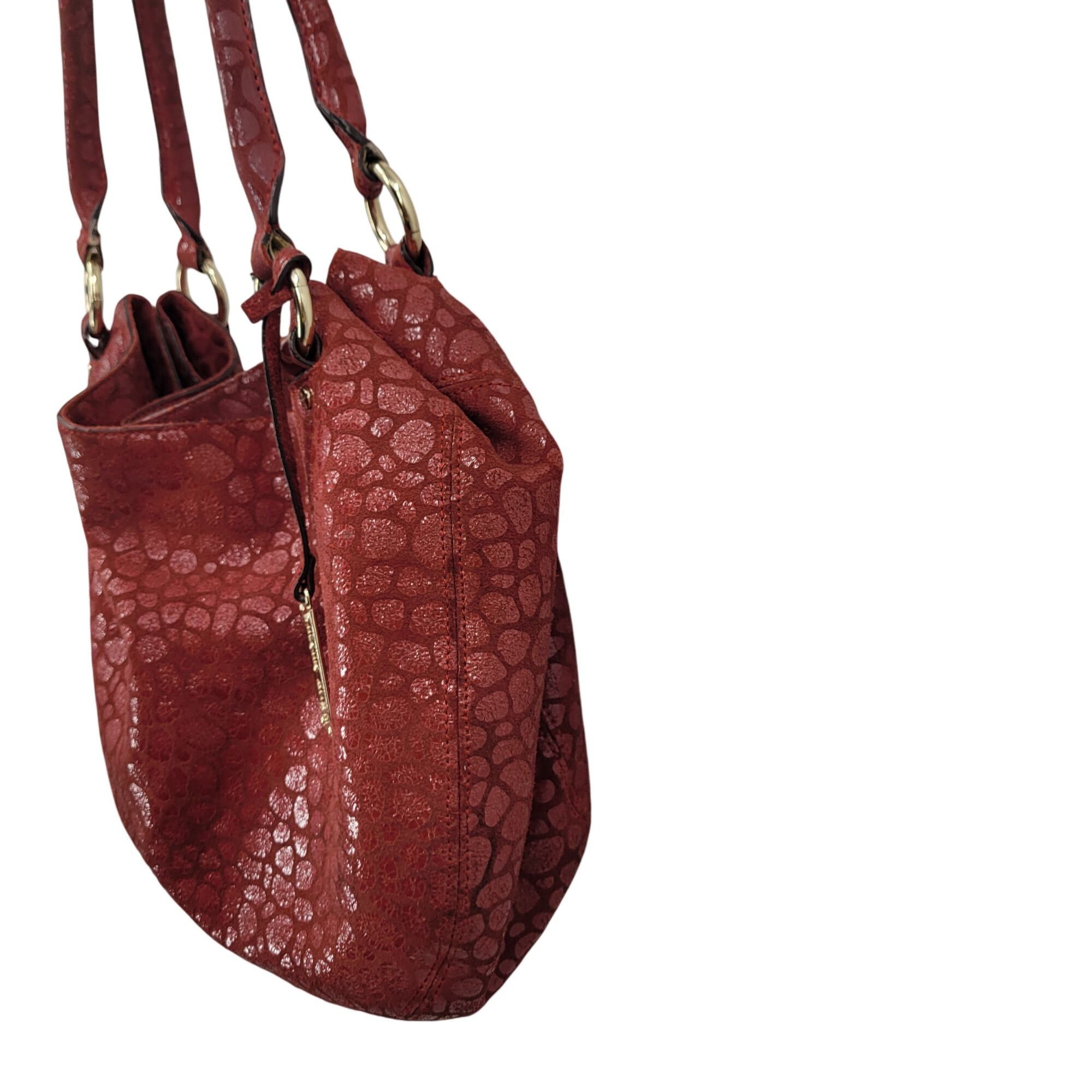 Designer Antonio Melani Red Pebble Textured Leather Hobo Satchel Shou Size ONE SIZE - 7 Thumbnail