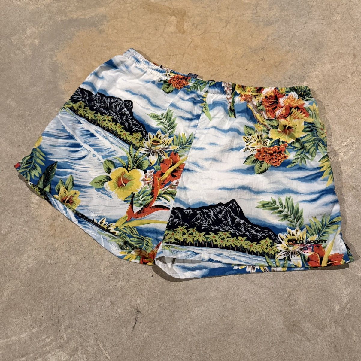 Polo Ralph Lauren Vtg 90s Polo Sport Hawaiian Floral Print Nylon Swim Shorts Size US 36 / EU 52 - 2 Thumbnail