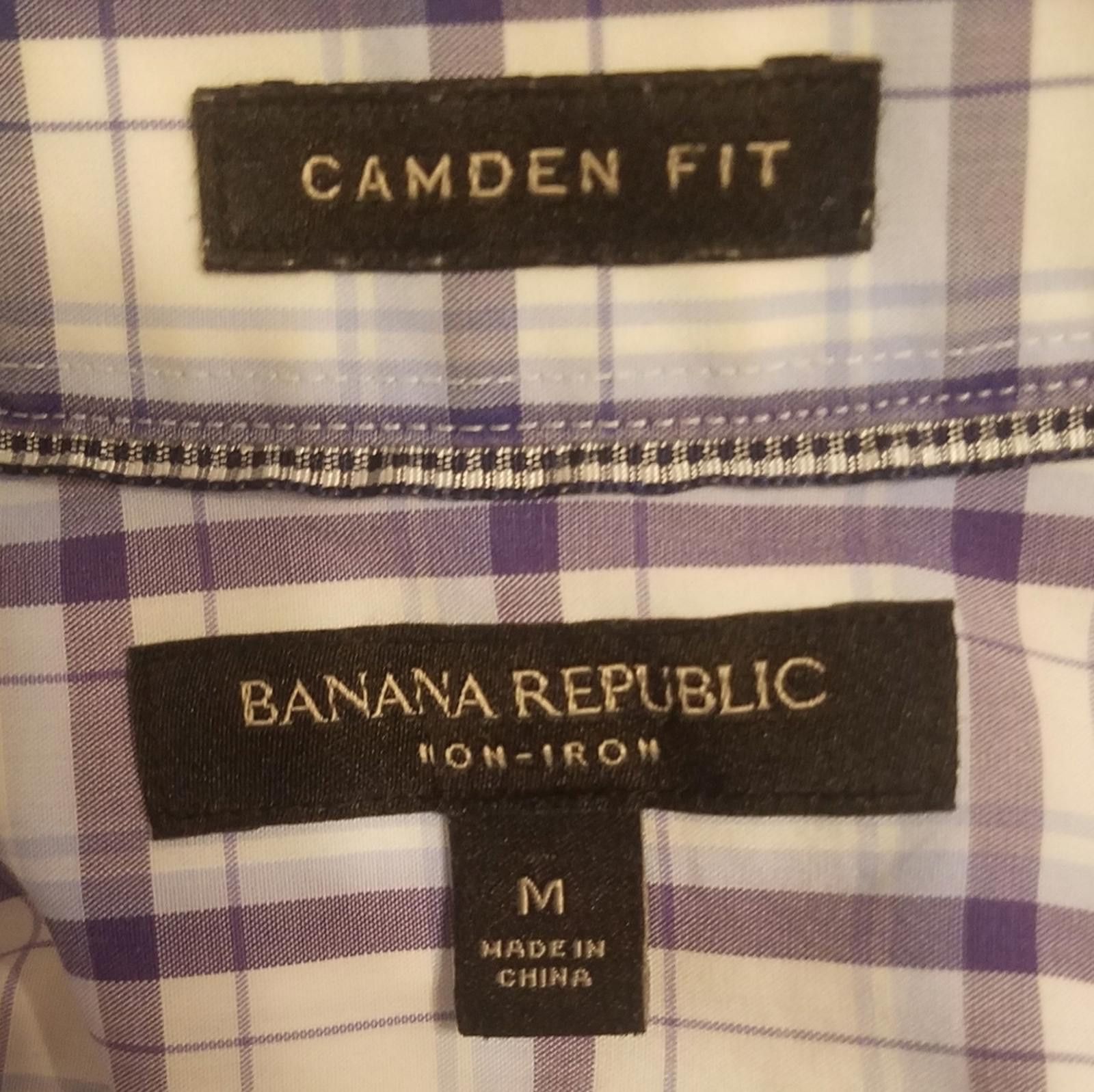 Banana Republic Banana Republic Camden Fit White/Blue Plaid Shirt Medium Size US M / EU 48-50 / 2 - 3 Thumbnail