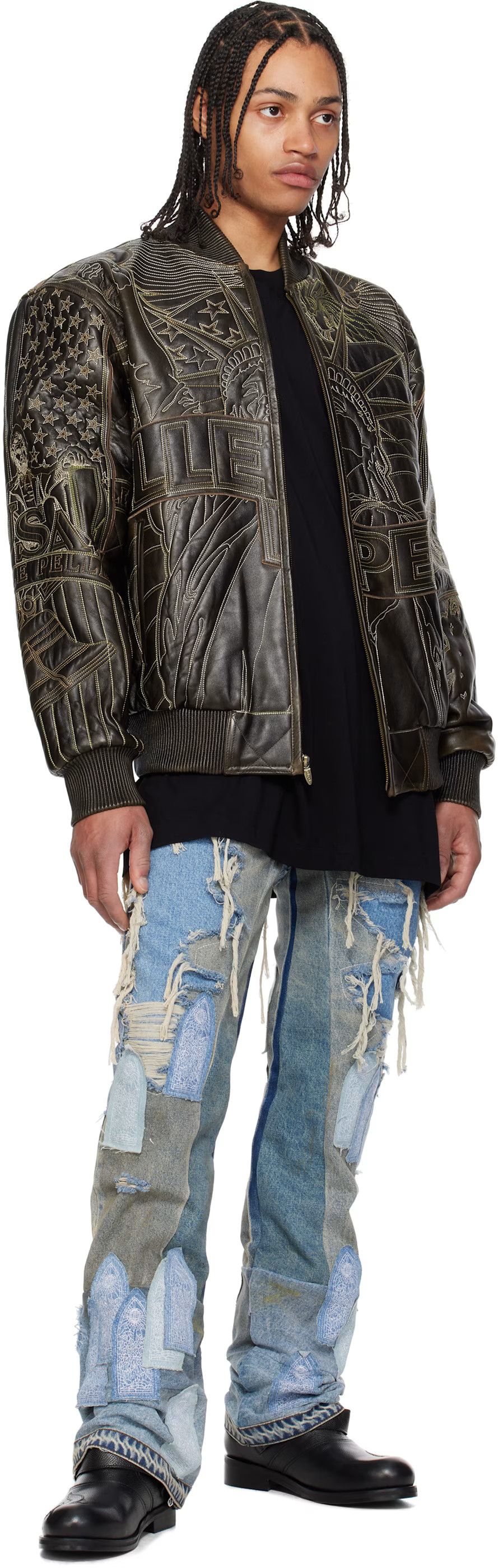 Who Decides War o1h1sh10525 Pelle Pelle Monument Jacket in Brown Size US XXL / EU 58 / 5 - 4 Thumbnail