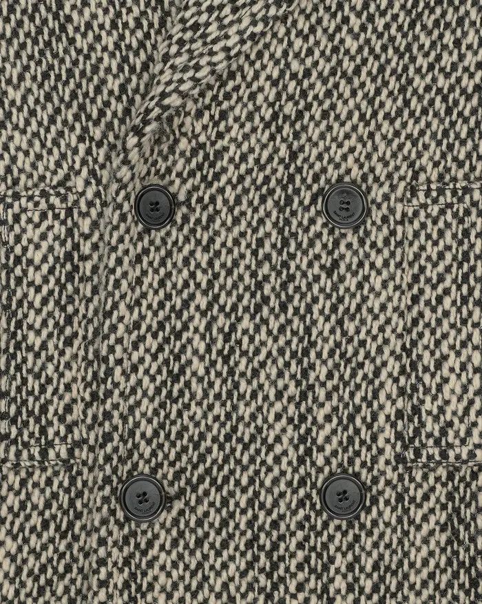 Saint Laurent Paris o1bcso1str0325 Double Breasted Coat In Tweed in Black/White Size L / US 10 / IT 46 - 3 Thumbnail
