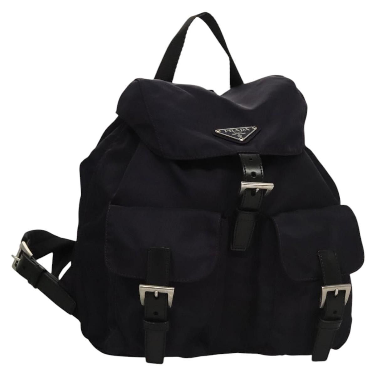 Prada Vela Double Front Pocket Backpack Tessuto with Saffiano Leather