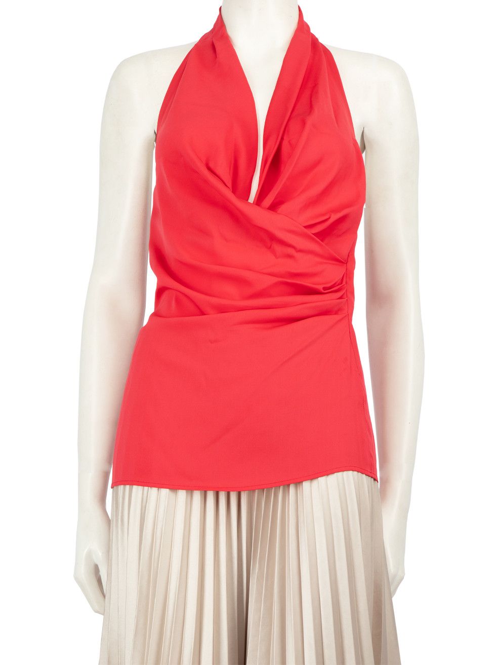 image of Moschino Red Silk Open Back Halterneck Top, Women's (Size Medium)