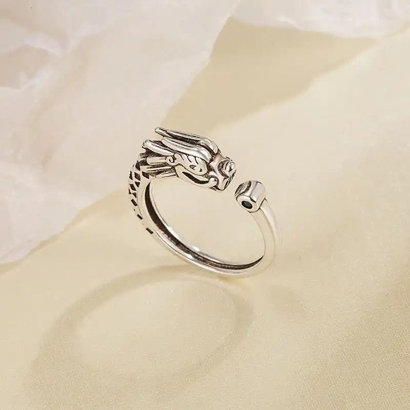 Vintage Vintage Thai Silver 925 Ring Dragon Rings Size ONE SIZE - 3 Thumbnail