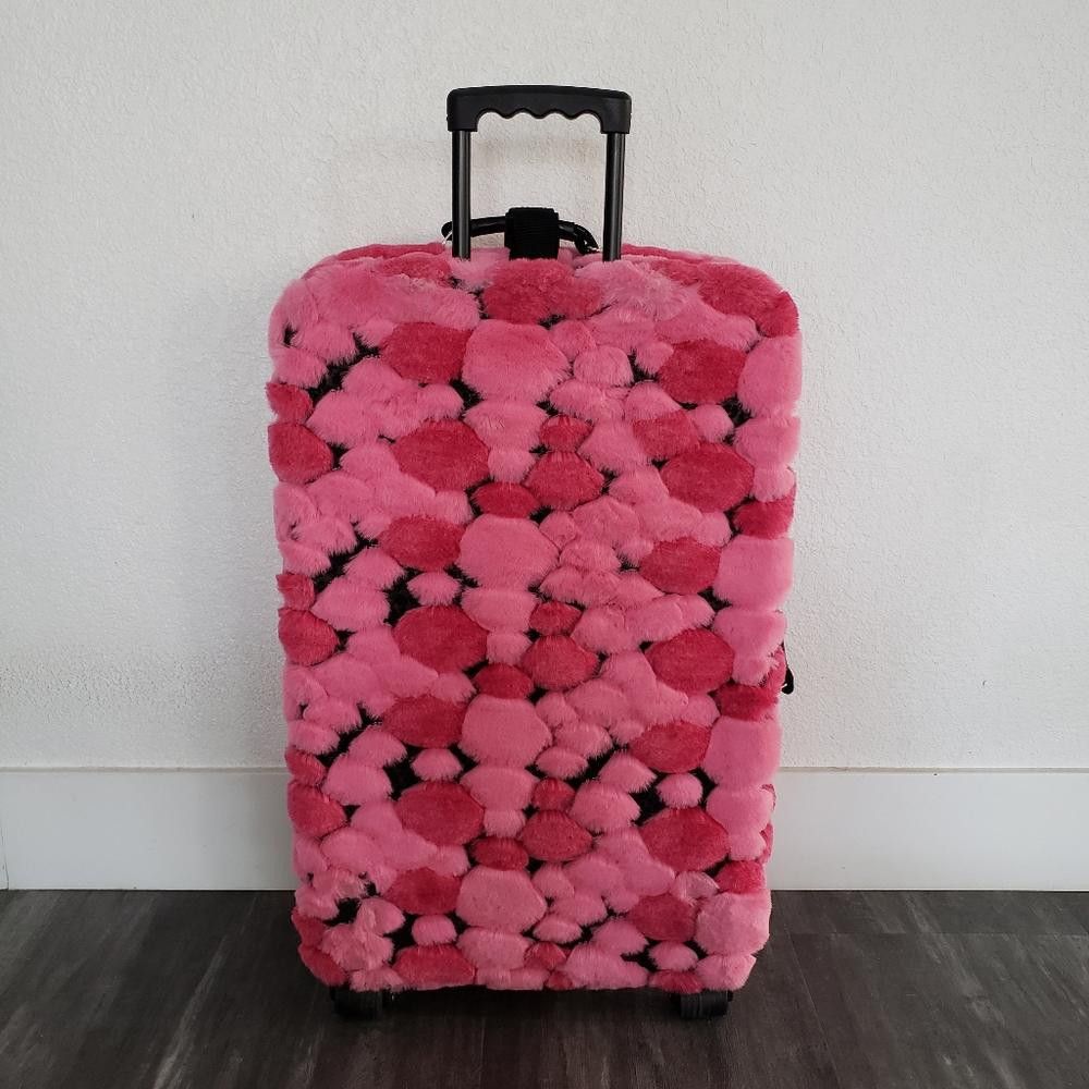 Designer Pink Faith Knight Faux Fur Poofball Luggage Size ONE SIZE - 6 Thumbnail