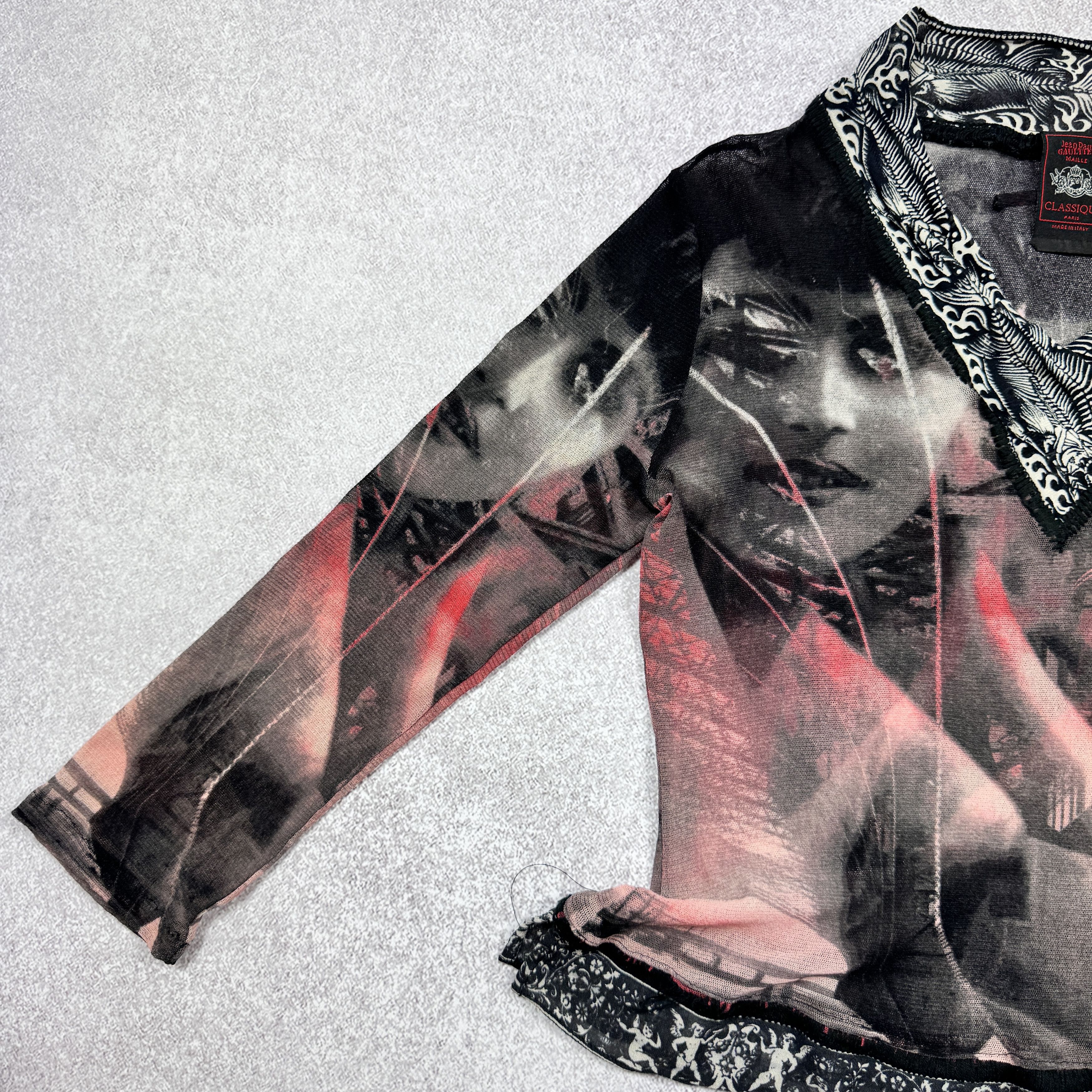 Jean Paul Gaultier × Vintage 90s JPG JEAN PAUL GAULTIER MAILLE MESH TOP WOMEN FACE SIZE L Size L / US 10 / IT 46 - 9 Thumbnail