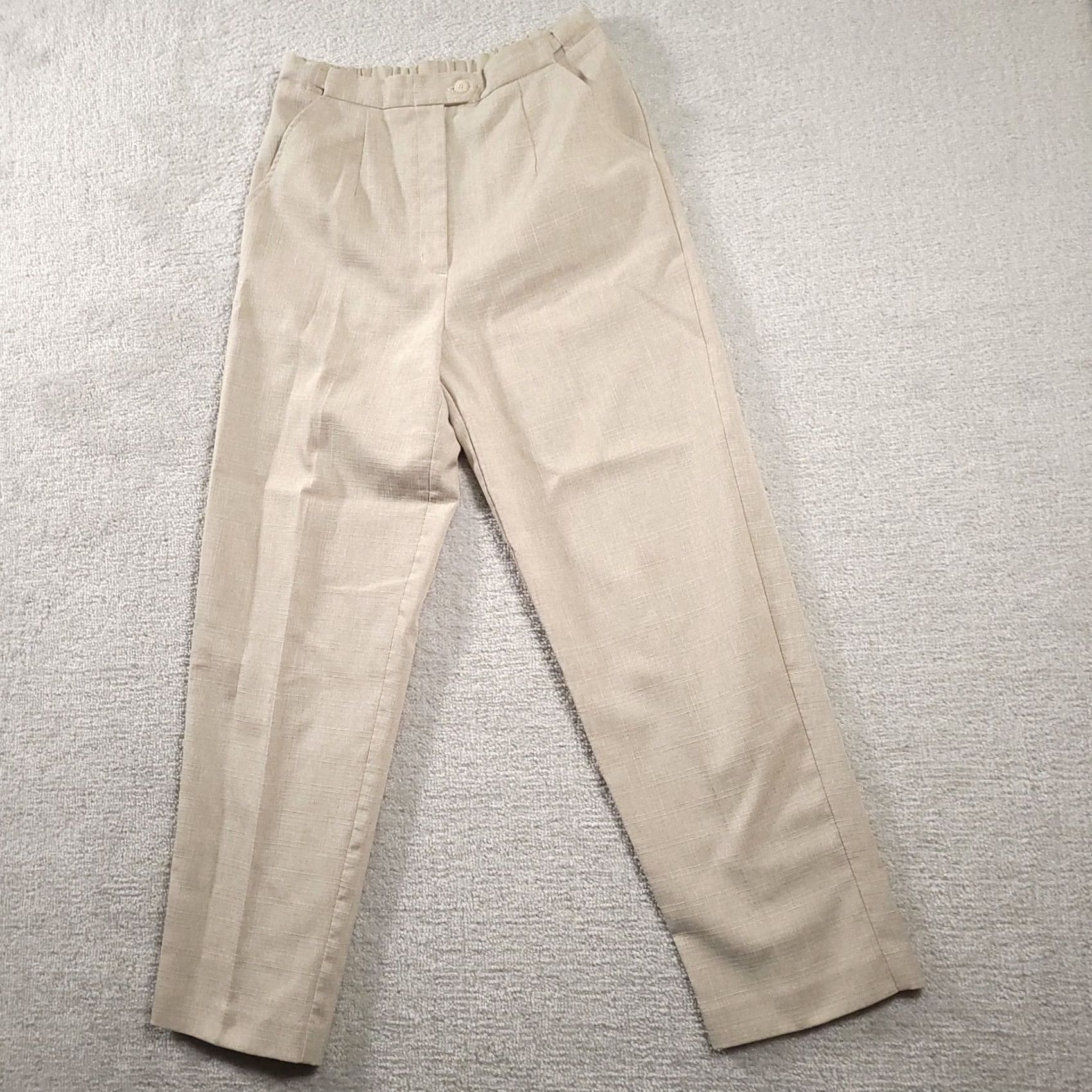 Blair Blair Dress Pants Women 10 Tan Pleated High Rise Tapered Leg Pants Size 40" / US 18 - 2 Thumbnail